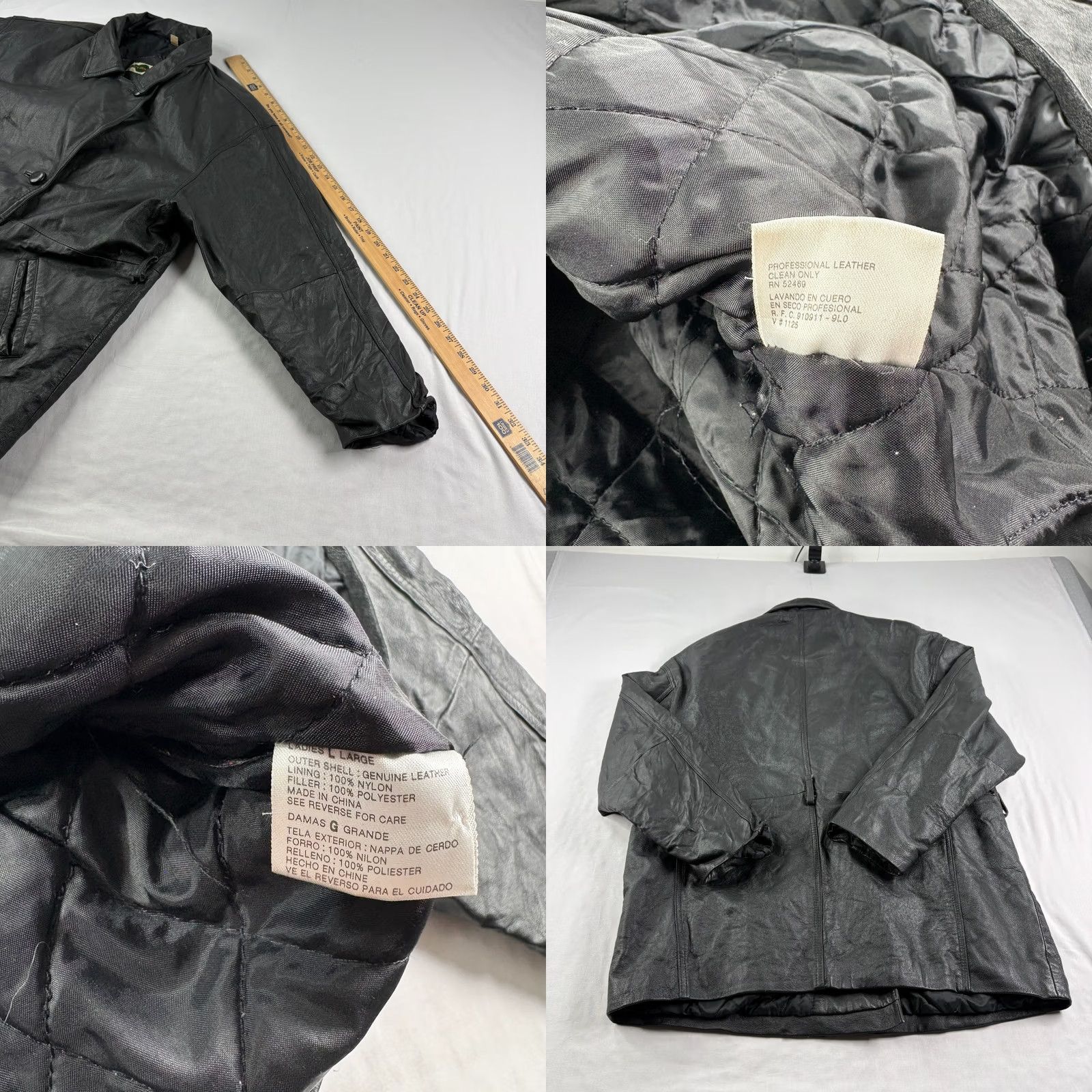 Vintage Outbrook Leather Jacket Womens Large Black Pockets Coat Size L / US 10 / IT 46 - 8 Thumbnail