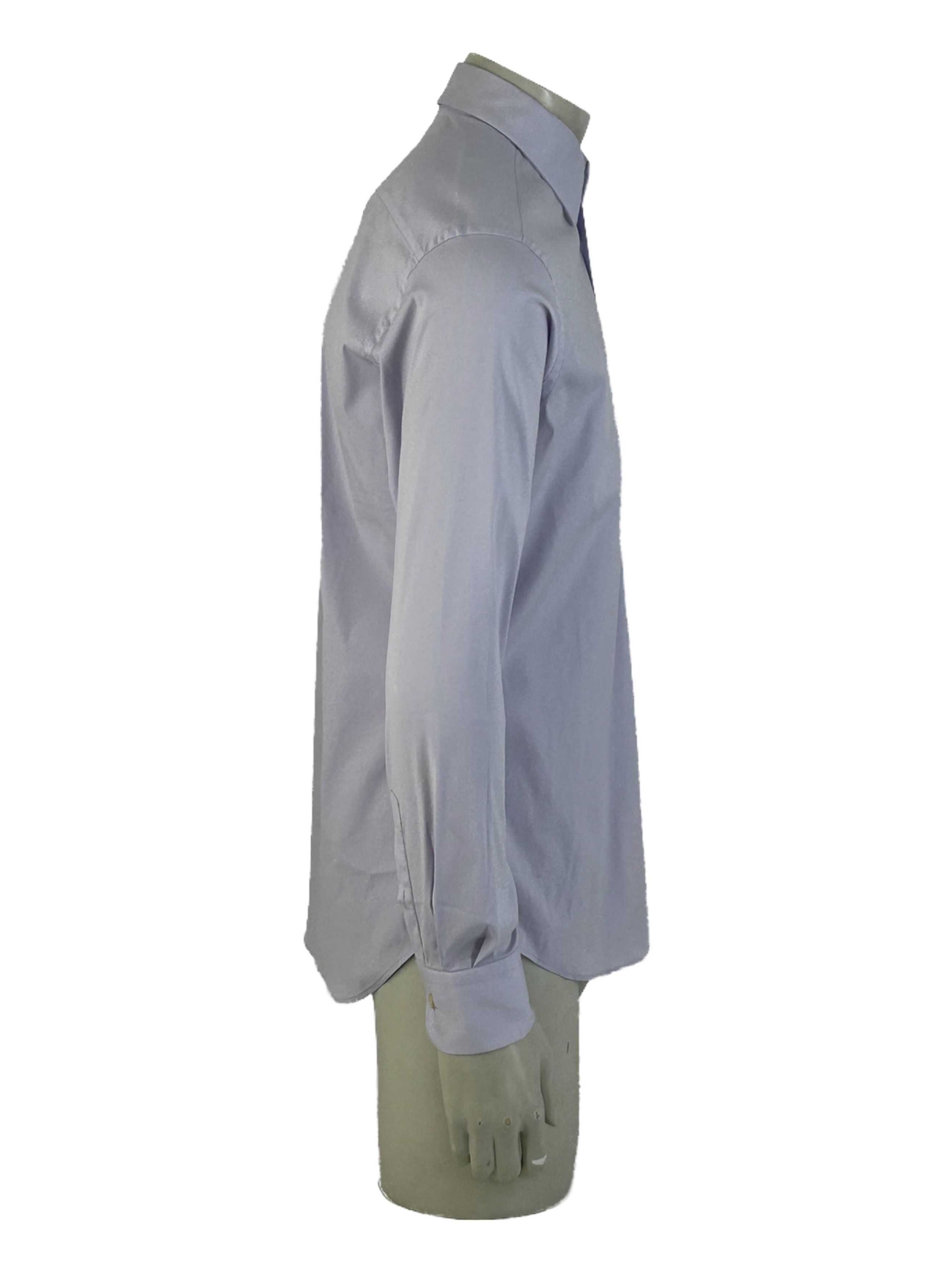 Prada PRADA PURPLE POPELINE STRETCH DRESS SHIRT Size US M / EU 48-50 / 2 - 2 Thumbnail