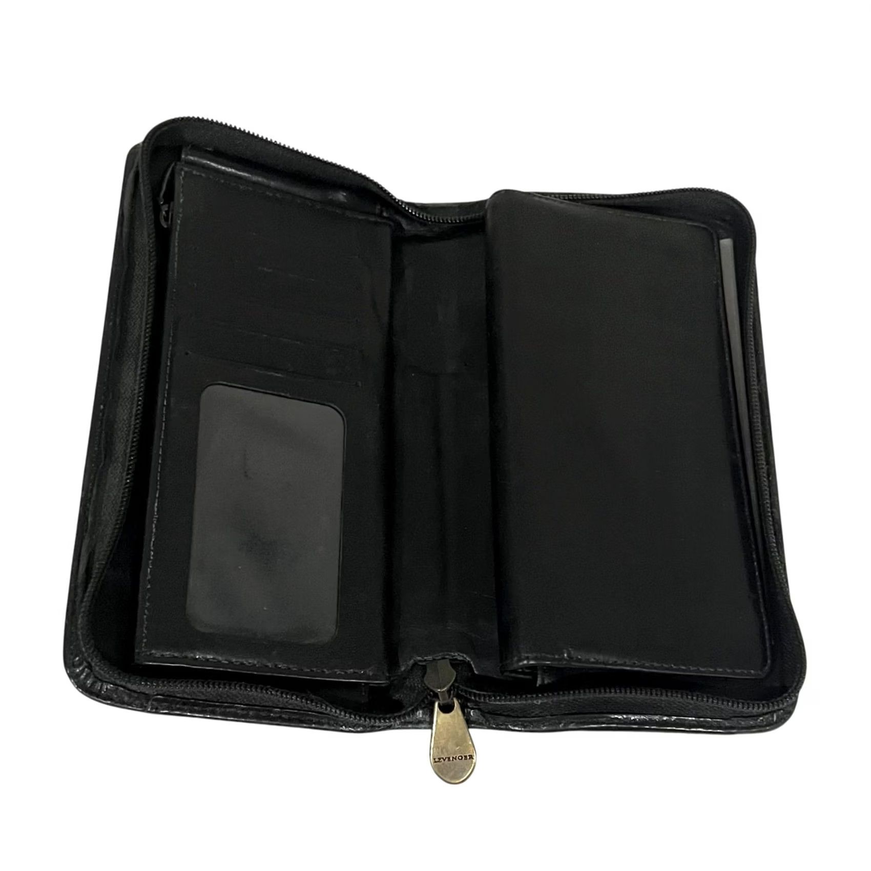 Revenge Levenger Black Full Grain Leather Wallet Zip Around Organizer Made in USA Wallet Unisex Mens Womens 7.5" x 4" x 1" Size ONE SIZE - 6 Thumbnail