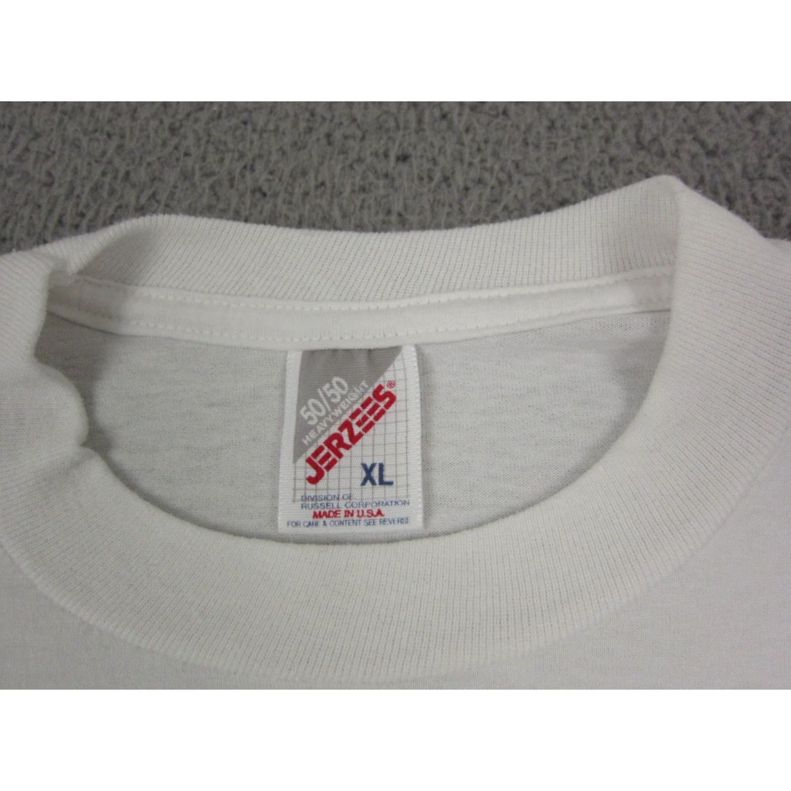 Jerzees Vintage Jerzees White XL T-Shirt Mens Crew Neck Short Sleeve 80s Classic School Printed? Size US XL / EU 56 / 4 - 4 Thumbnail