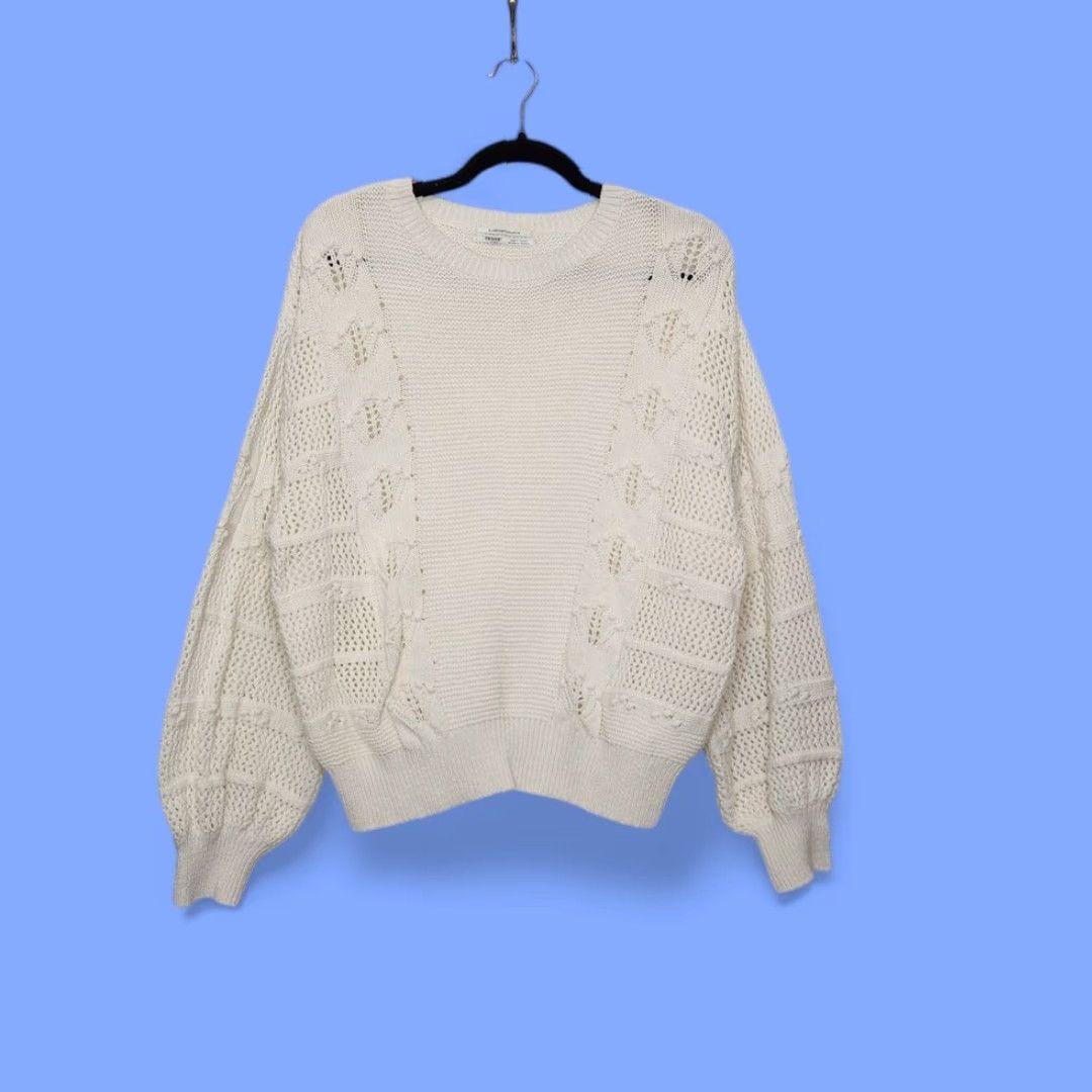 Anthropologie VINTAGE Anthropologie Shirt White L Crewneck Knit Top Women Size L / US 10 / IT 46 - 2 Thumbnail