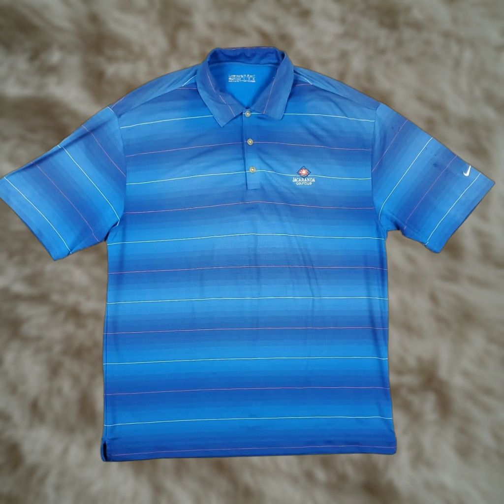 Nike Nike Polo Shirt Mens Size Large Blue Striped Dri Fit Jacaranda Golf Club STAINED Size US L / EU 52-54 / 3 - 1 Thumbnail