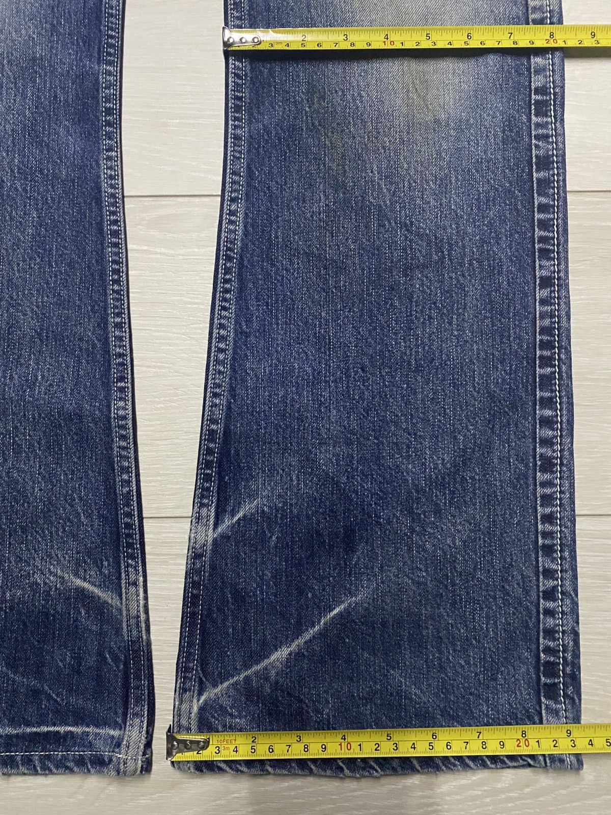 Tornado Mart Vtg Blue Way Made in Nippon Flare Bootcut Distressed Jeans Size US 33 - 20 Thumbnail