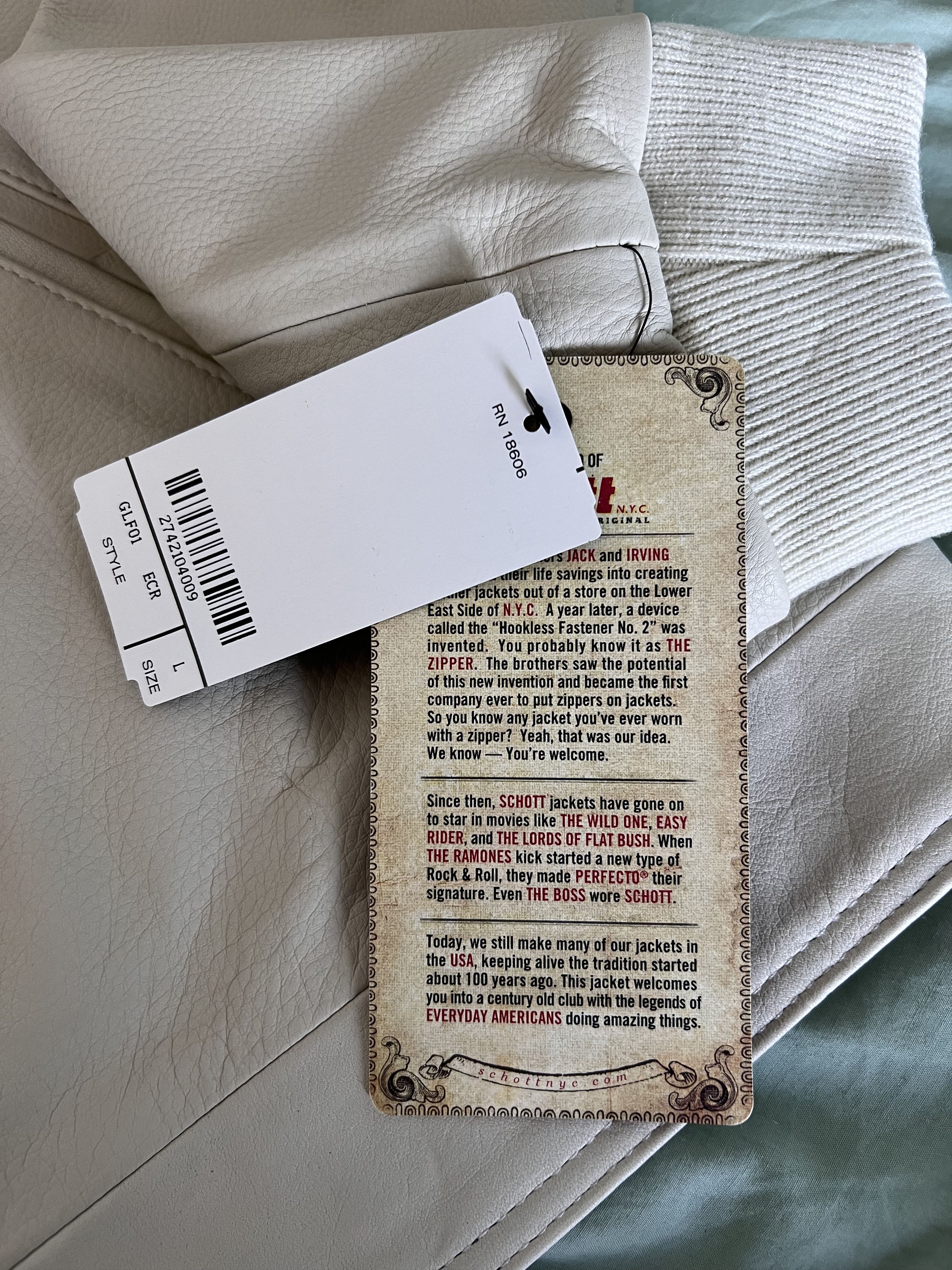 Golf le Fleur Golf le Fleur Schott Call Me Leather Work Jacket in Cream Size US L / EU 52-54 / 3 - 9 Thumbnail
