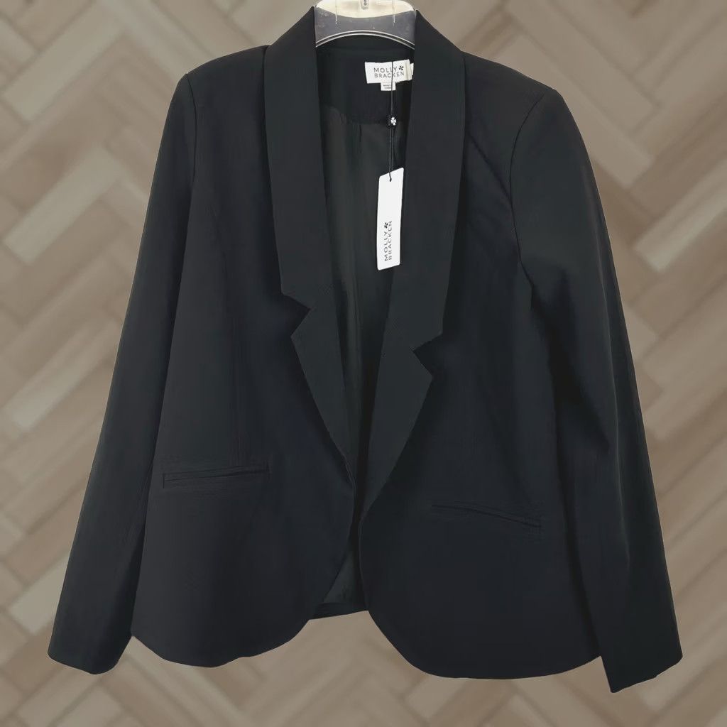 Vintage Molly Bracken Blazer Womens Small Black Lined Open Career Minimalit Capsule Slim Pockets Jacket Size S / US 4 / IT 40 - 1 Thumbnail