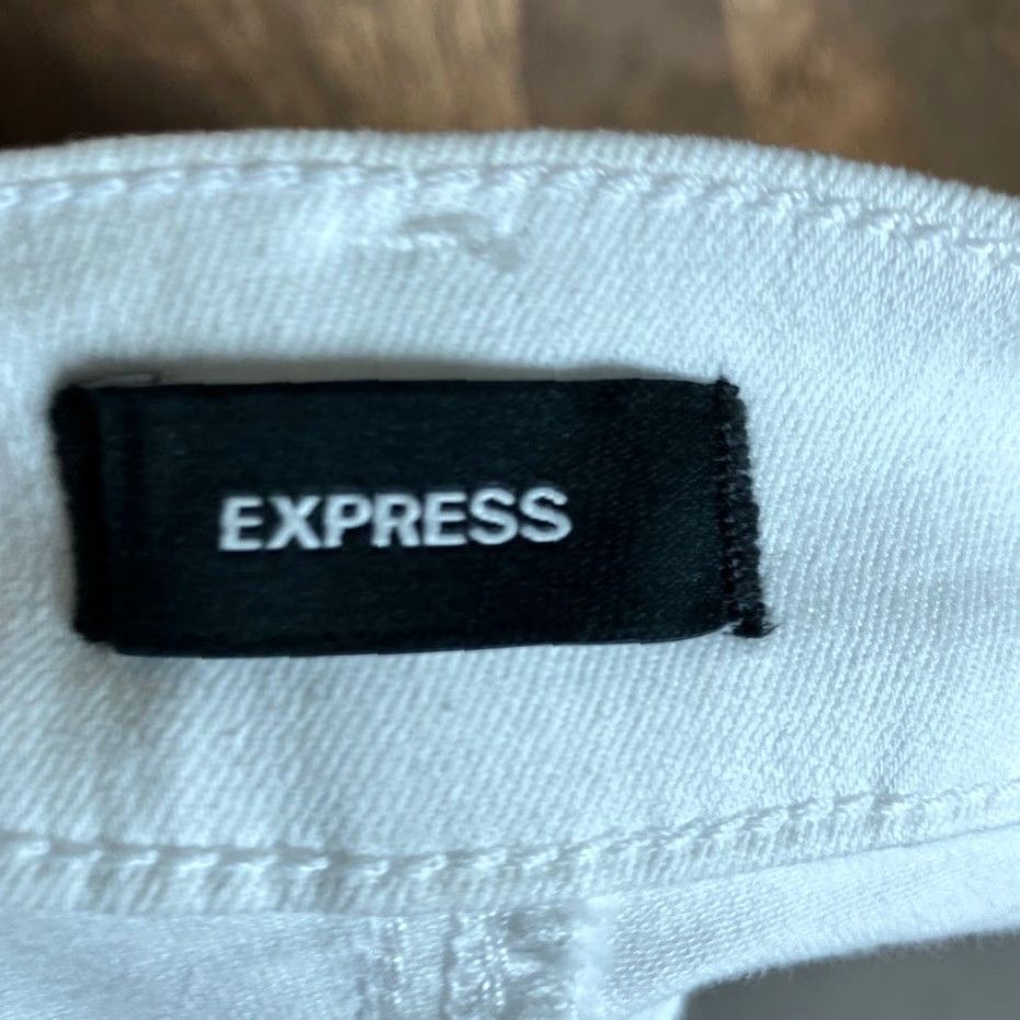Express Express Jeans White Denim High Rise Skinny Hyper Stretch 4 Short Womens Size 27" / US 4 / IT 40 - 4 Thumbnail