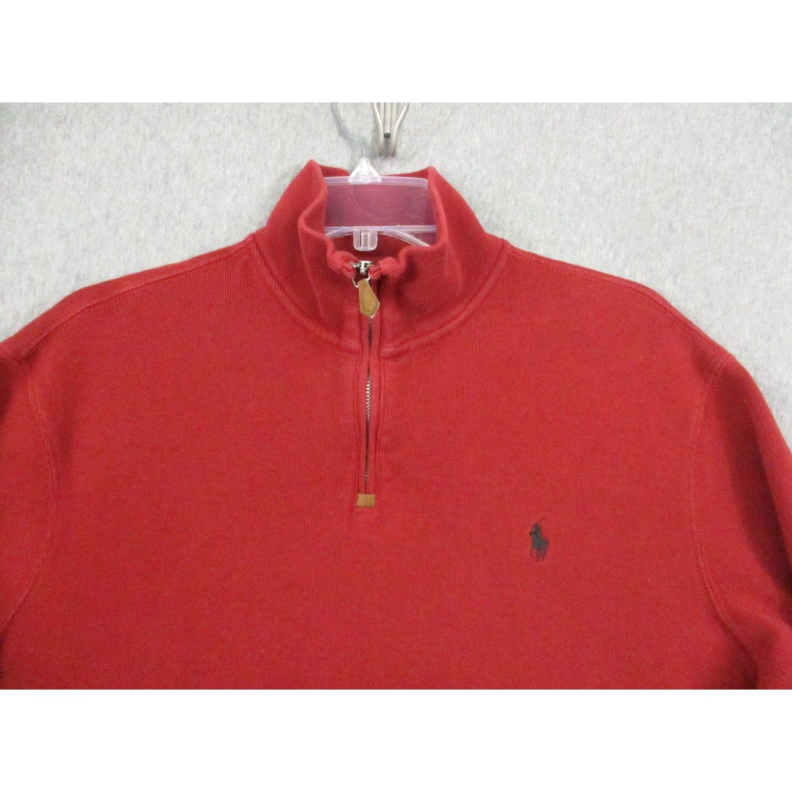 Polo Ralph Lauren Polo Ralph Lauren Sweater Mens Large Quarter Zip Pullover Red Pony Logo Knit Mock Neck Classic Preppy Casual Size US L / EU 52-54 / 3 - 3 Thumbnail