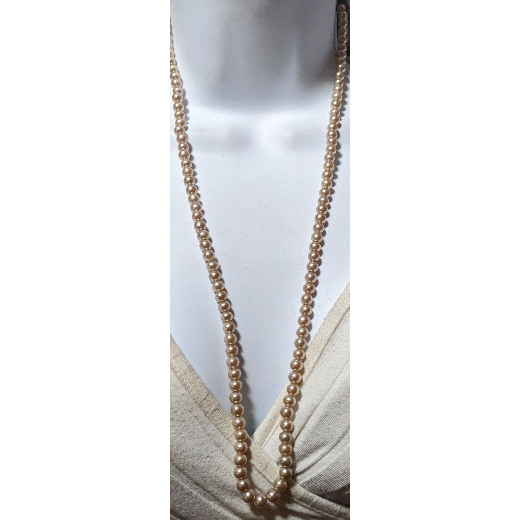 Other Vintage Tan Faux Pearl Beaded Necklace Size ONE SIZE - 5 Thumbnail