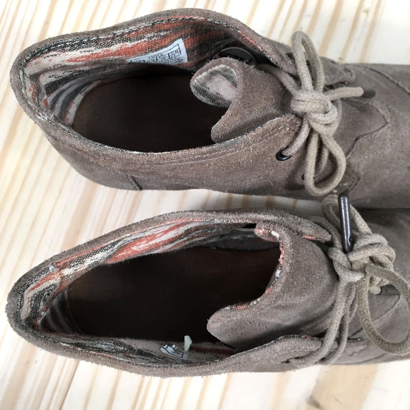 Toms TOMS Boots Womens 7.5 Lace Up Desert Wedge Ankle Bootie 740817 Brown Suede Boots Size US 8 / IT 38 - 7 Thumbnail