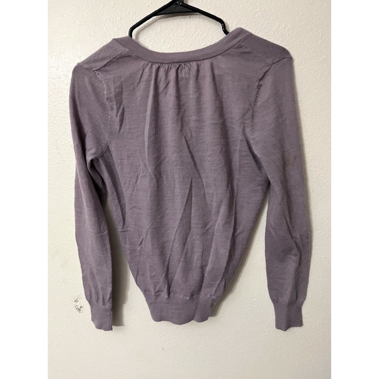 Loft LOFT Cardigan Sweater Women's Petite Purple 100% Cotton Long Sleeve Open Breathable Open Front Buttons Regular Size PM Dresses & Accessories? Size M / US 6-8 / IT 42-44 - 3 Thumbnail