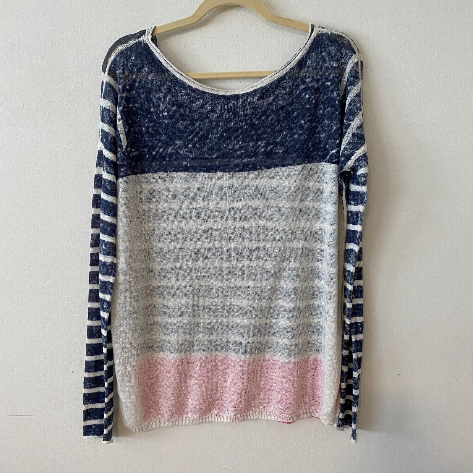 Splendid Splendid Blue White Pink Stripe Boat-Neck Sweater XS Size XS / US 0-2 / IT 36-38 - 2 Thumbnail