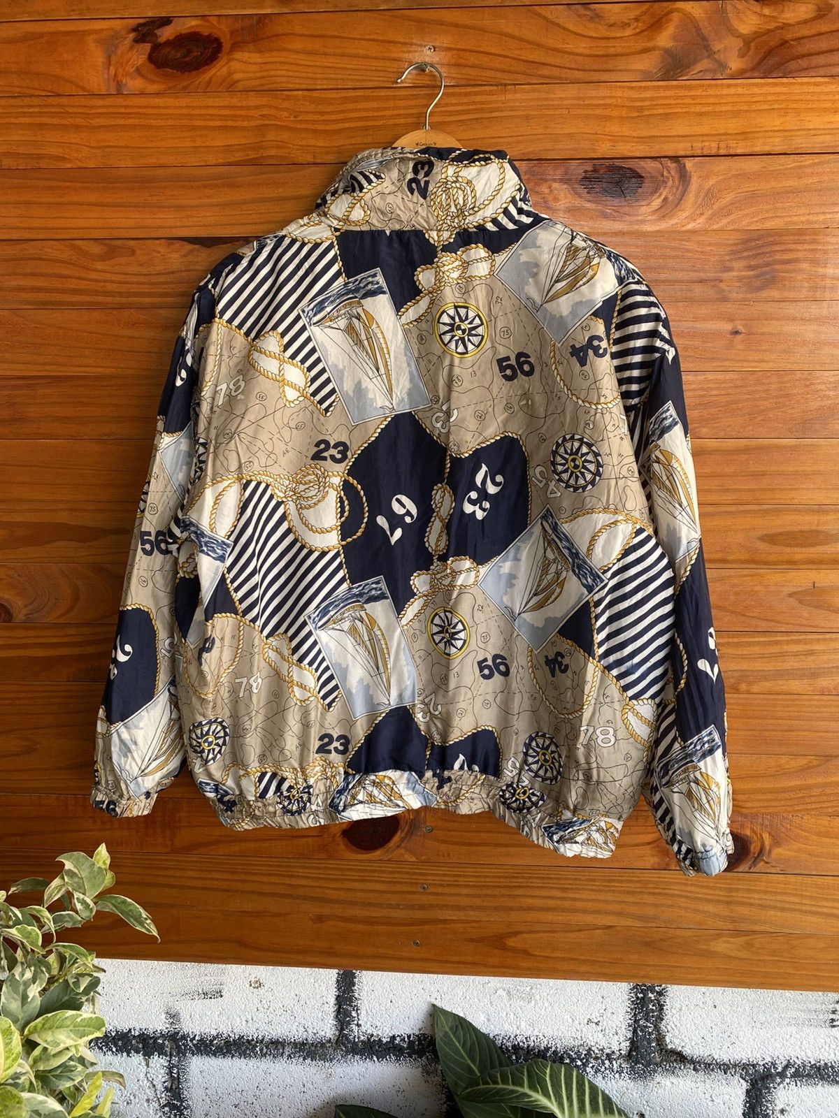 Japanese Brand Out Brook Nautical Print Jacket | Vintage Sailing Pattern Size US L / EU 52-54 / 3 - 10 Thumbnail