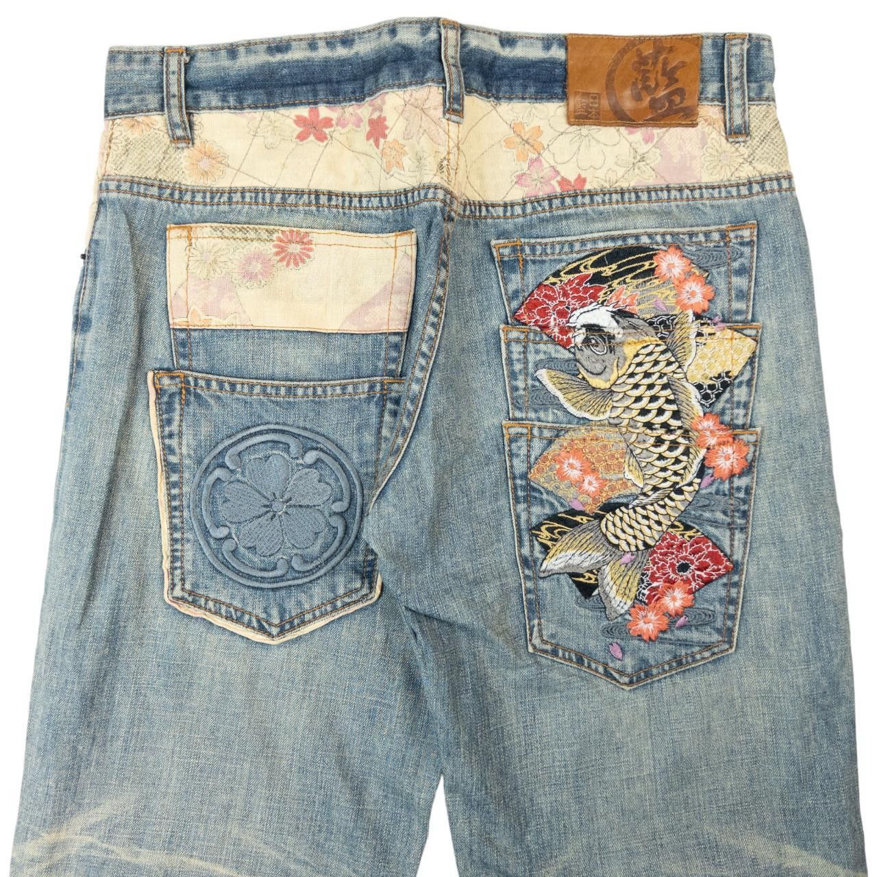 Other Vintage Koi Fish Embroidered Japanese Denim Jeans Size W32 Size 32" / US 10 / IT 46 - 1 Thumbnail