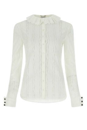 oc11z10524 Buttoned Shirt in Lace in White