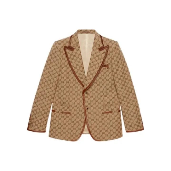 Gucci Gucci Logo Print Canvas Suit Jacket for Men Size US L / EU 52-54 / 3 - 1 Thumbnail