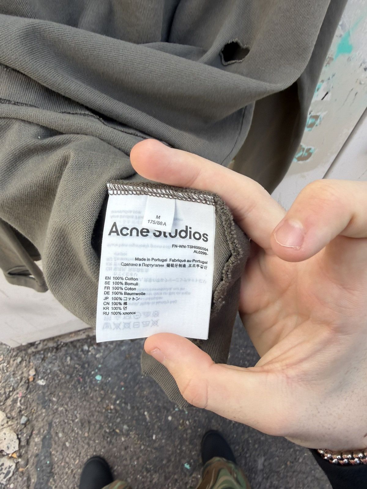 Acne Studios Acne Studios Sage Green Pearlized and Distressed Long Sleeve Size US M / EU 48-50 / 2 - 11 Thumbnail