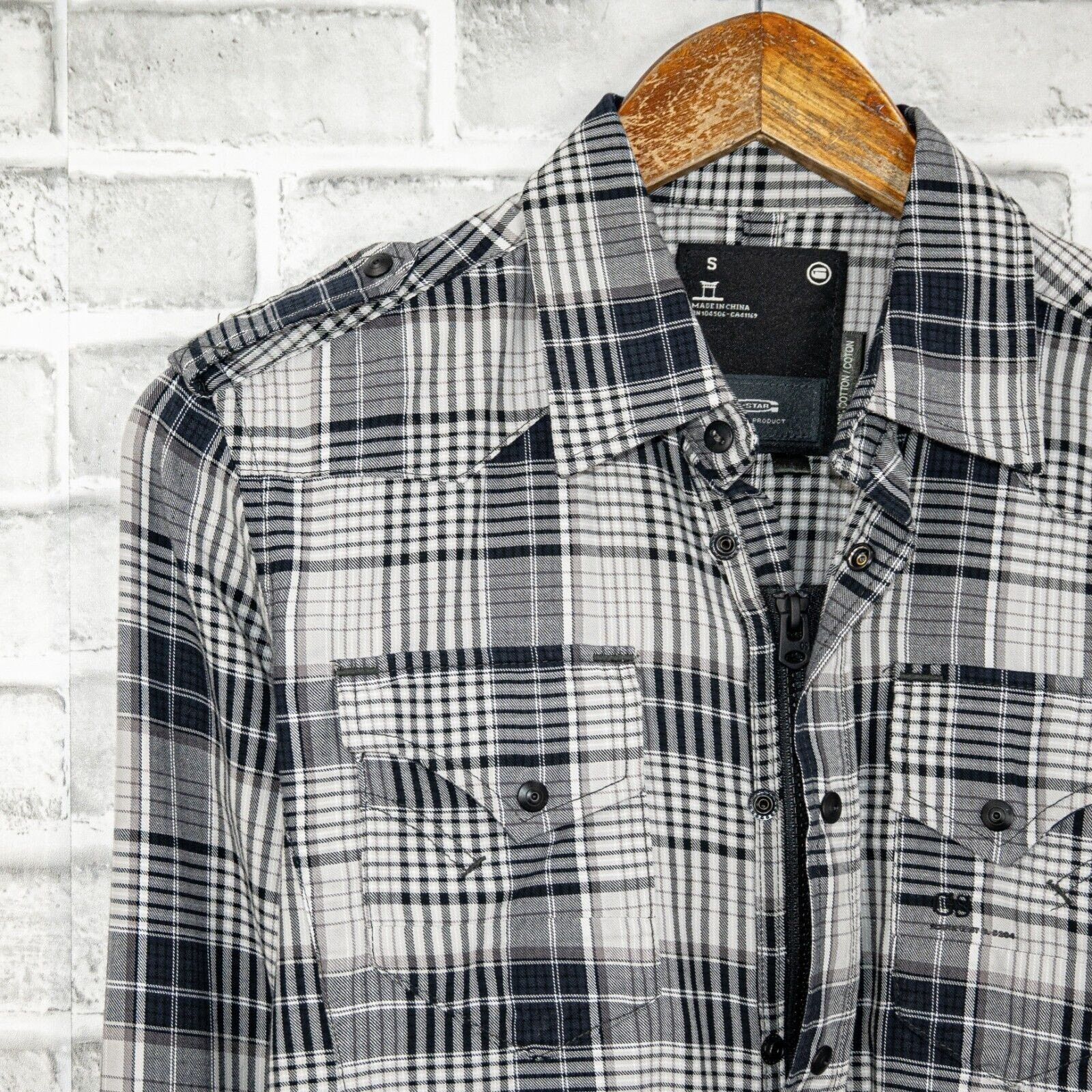 G-Star G Star RAW Men's Zip & Snap Button up Shirt Gray Plaid Small Size US S / EU 44-46 / 1 - 6 Thumbnail