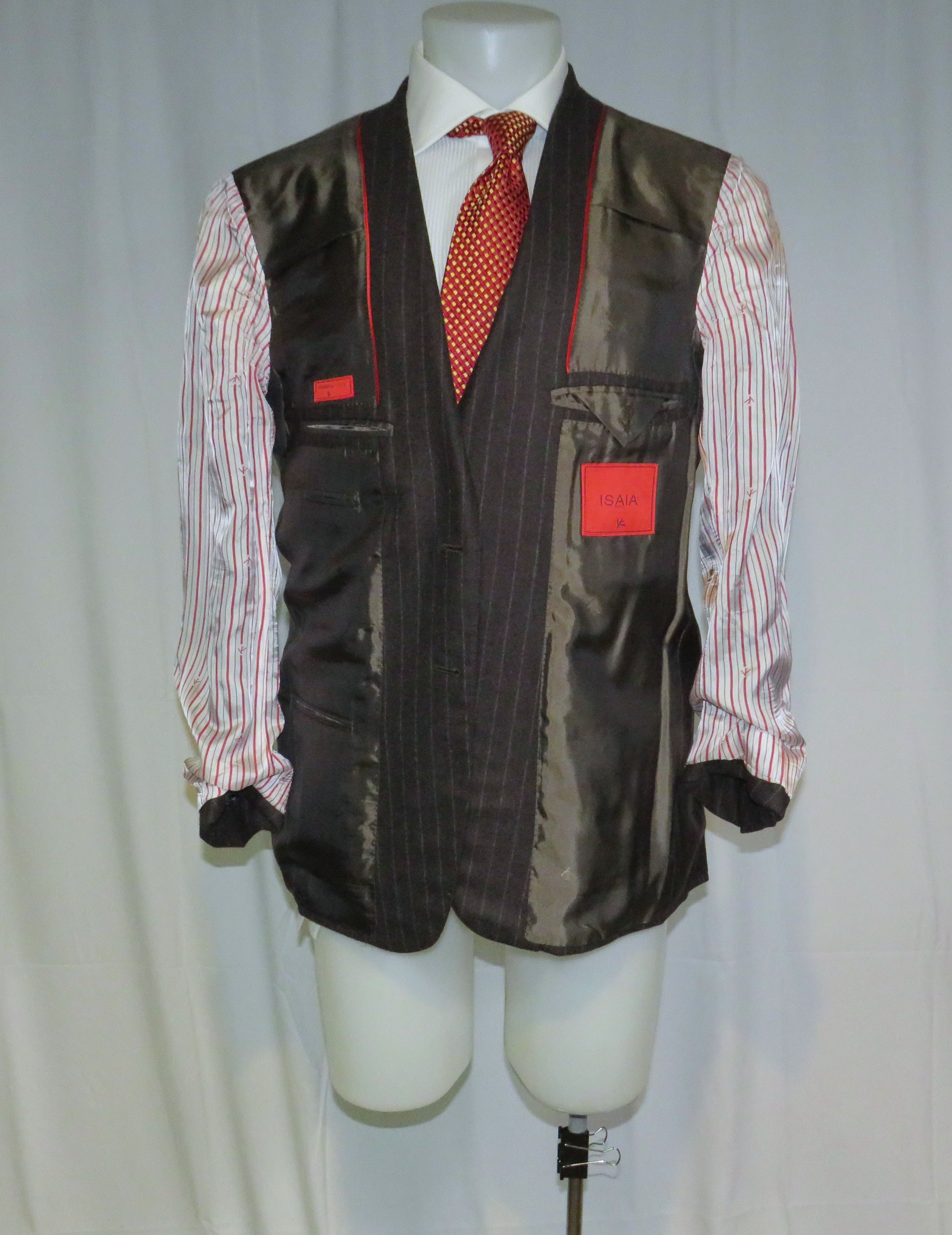 Isaia Base S Super 170 Brown Flannel Striped Two Button Suit 42R Size 42R - 14 Thumbnail