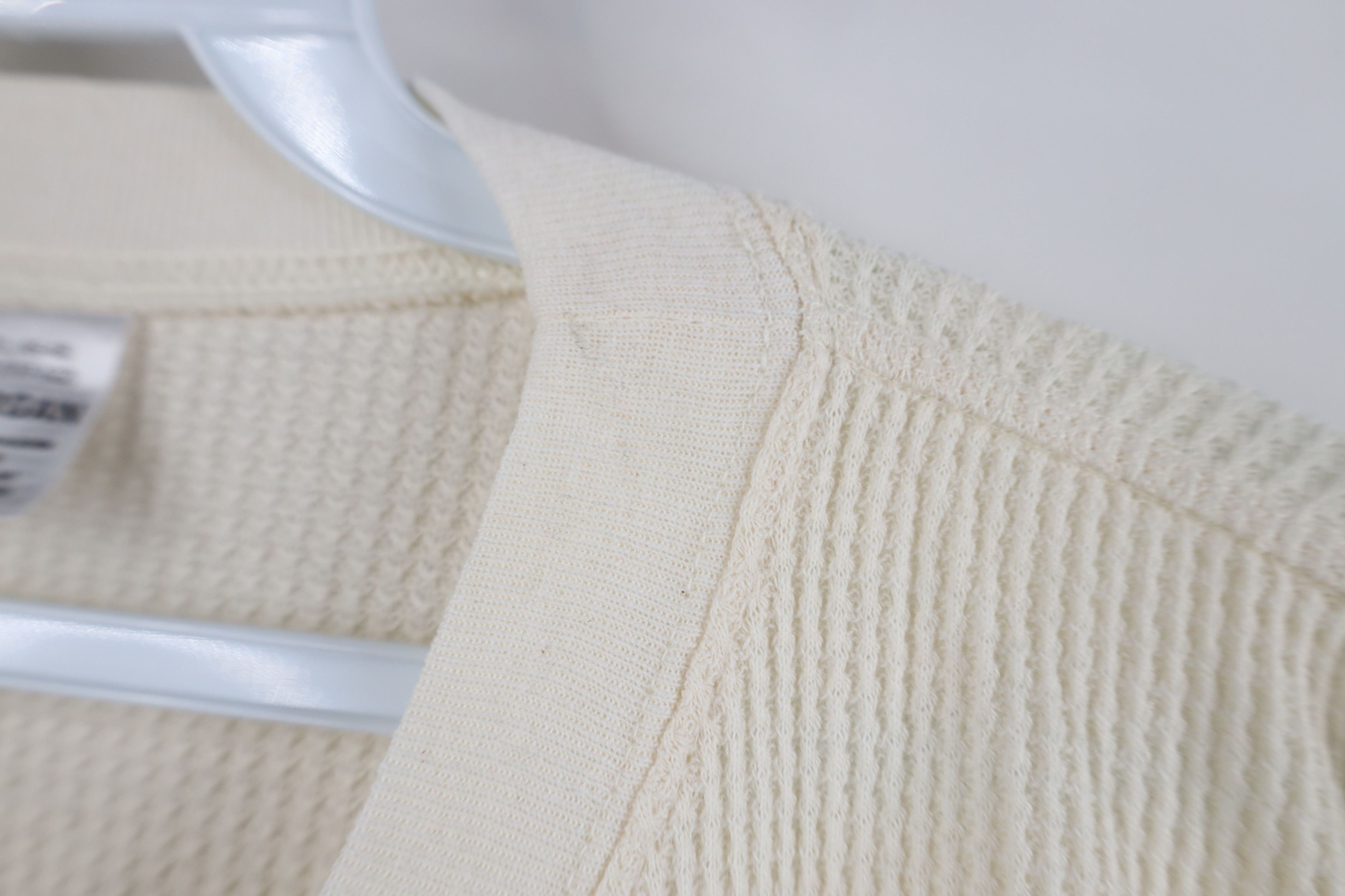 Vintage Vintage 90s Streetwear Waffle Knit Long Sleeve T-Shirt Beige Size US XL / EU 56 / 4 - 4 Thumbnail