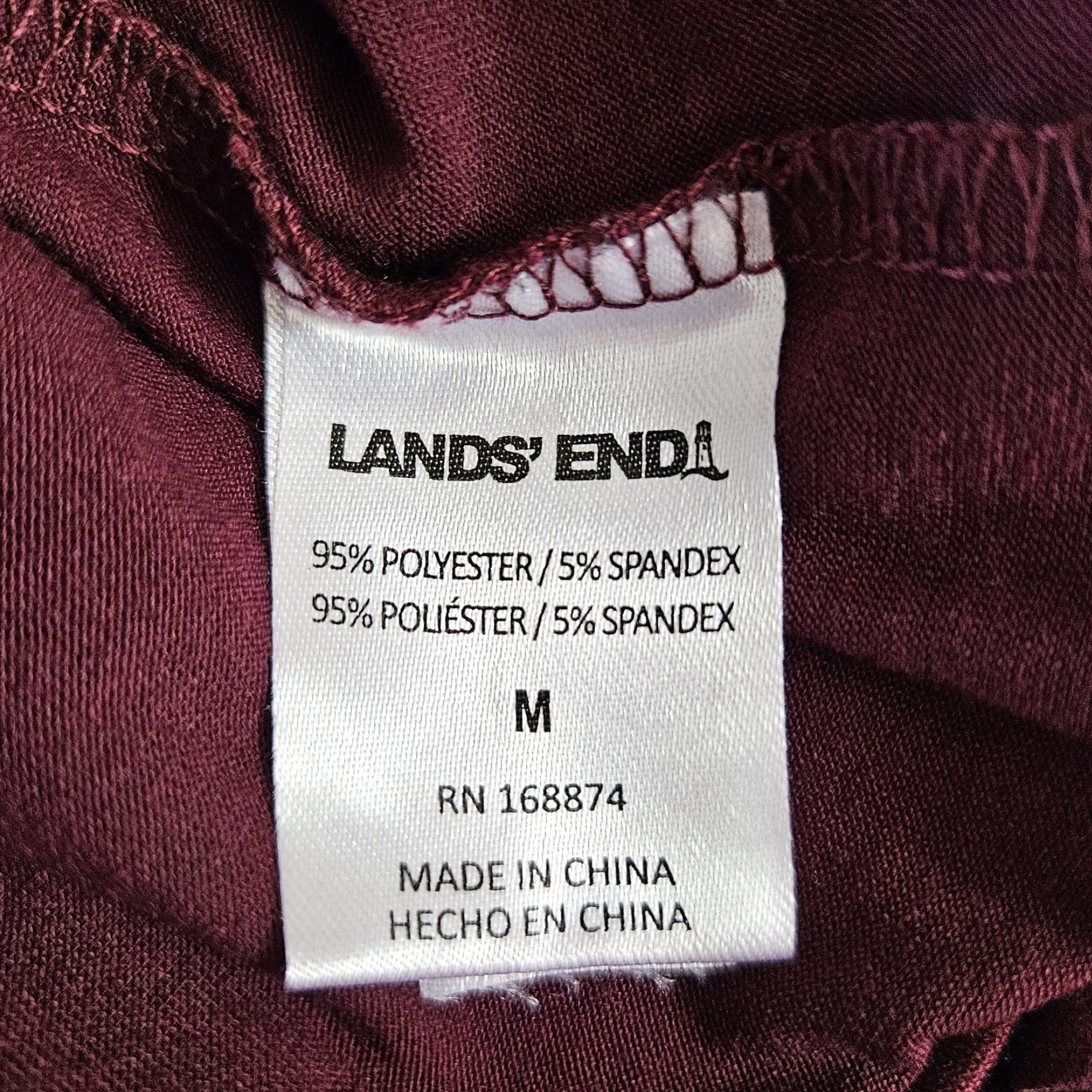 Lands' End Lands' End Womens Pajama Top Burgundy Long Sleeve Round Neck Solid Size M Size M / US 6-8 / IT 42-44 - 4 Thumbnail