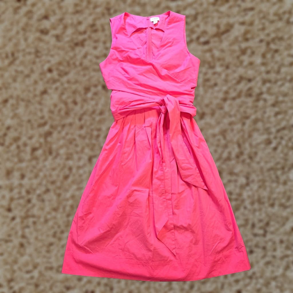 J.Crew J.CREW Dress Womens Size 0 Pink Belted Wrap A-Line Sleeveless Tie Waist Cocktail Dress Size XS / US 0-2 / IT 36-38 - 1 Thumbnail