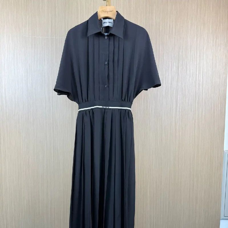 Miu Miu Miu Miu Summer Black Silk Dress 0089 Size L / US 10 / IT 46 - 1 Thumbnail