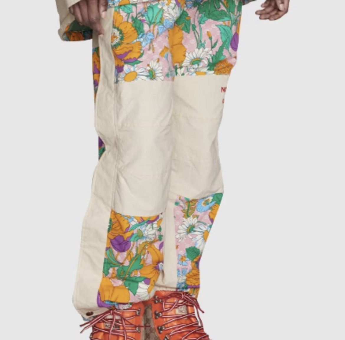 image of NWT - The North Face X Gucci Floral Nylon Trousers (Small) in White, Women's (Size 26)