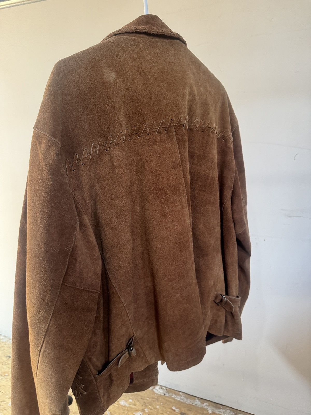 Designer American Vintage Suede Leather Jacket w/ Whipstitch Size US L / EU 52-54 / 3 - 6 Thumbnail