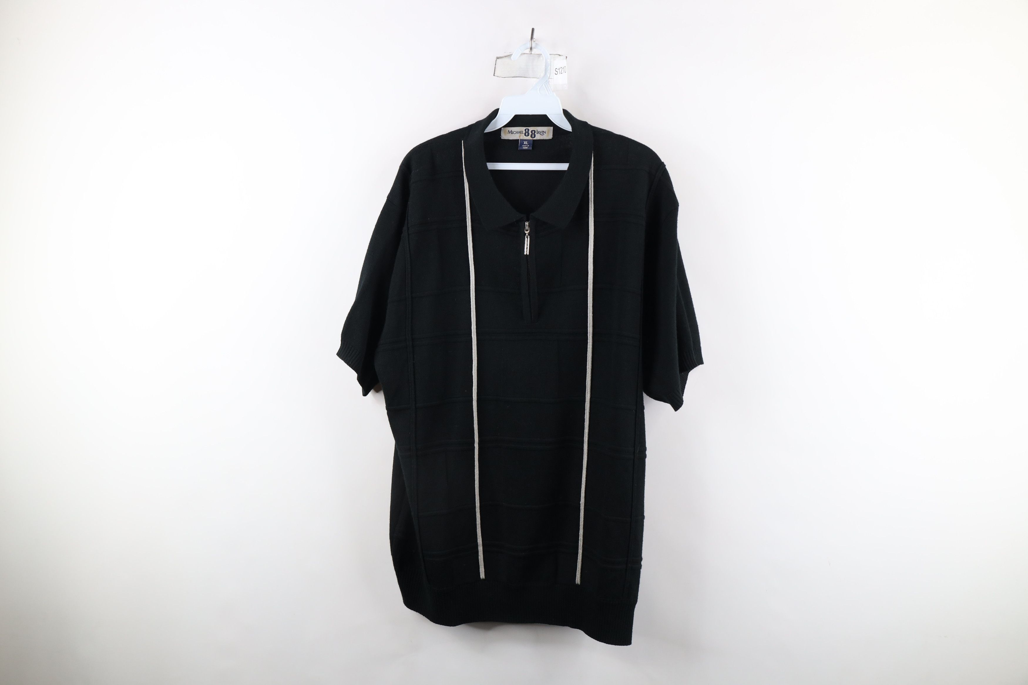 Vintage Vintage 90s Streetwear Checkered Knit Half Zip Pullover Polo Size US XL / EU 56 / 4 - 1 Thumbnail