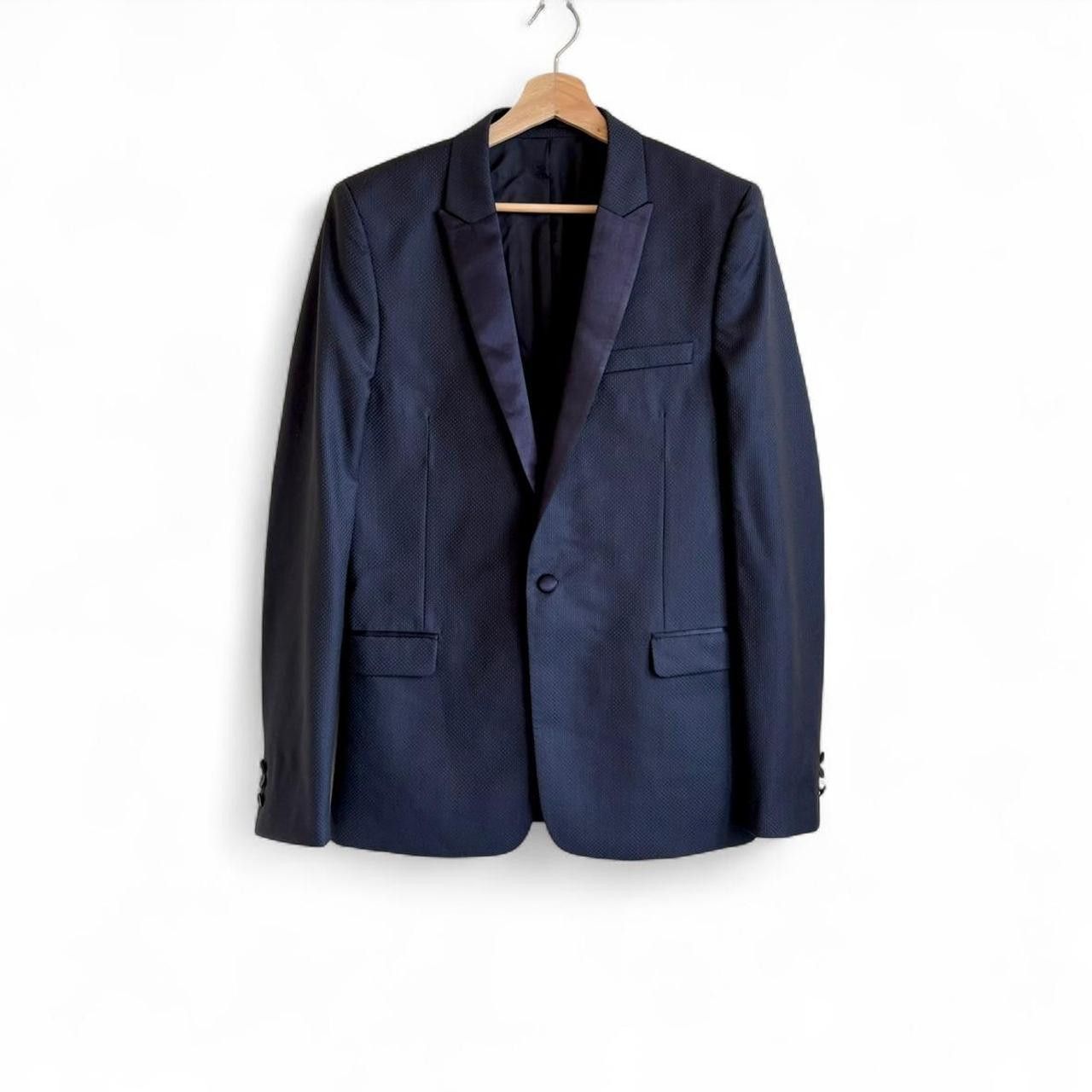The Kooples $795 The Kooples navy textured wool fitted tuxedo jacket 40 Size 38R - 1 Thumbnail