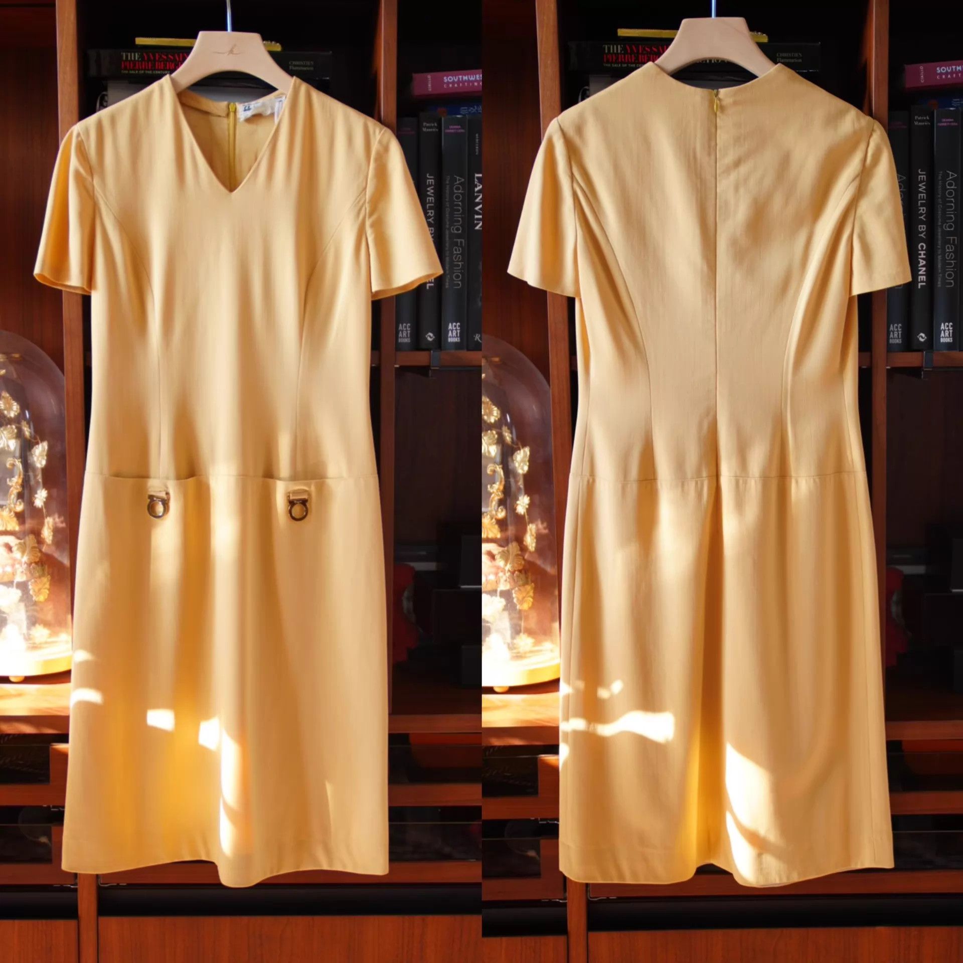 Salvatore Ferragamo Ferragamo Vintage Milk Tea Wool Horsebit Dress 40 (S/M) Size S / US 4 / IT 40 - 2 Thumbnail
