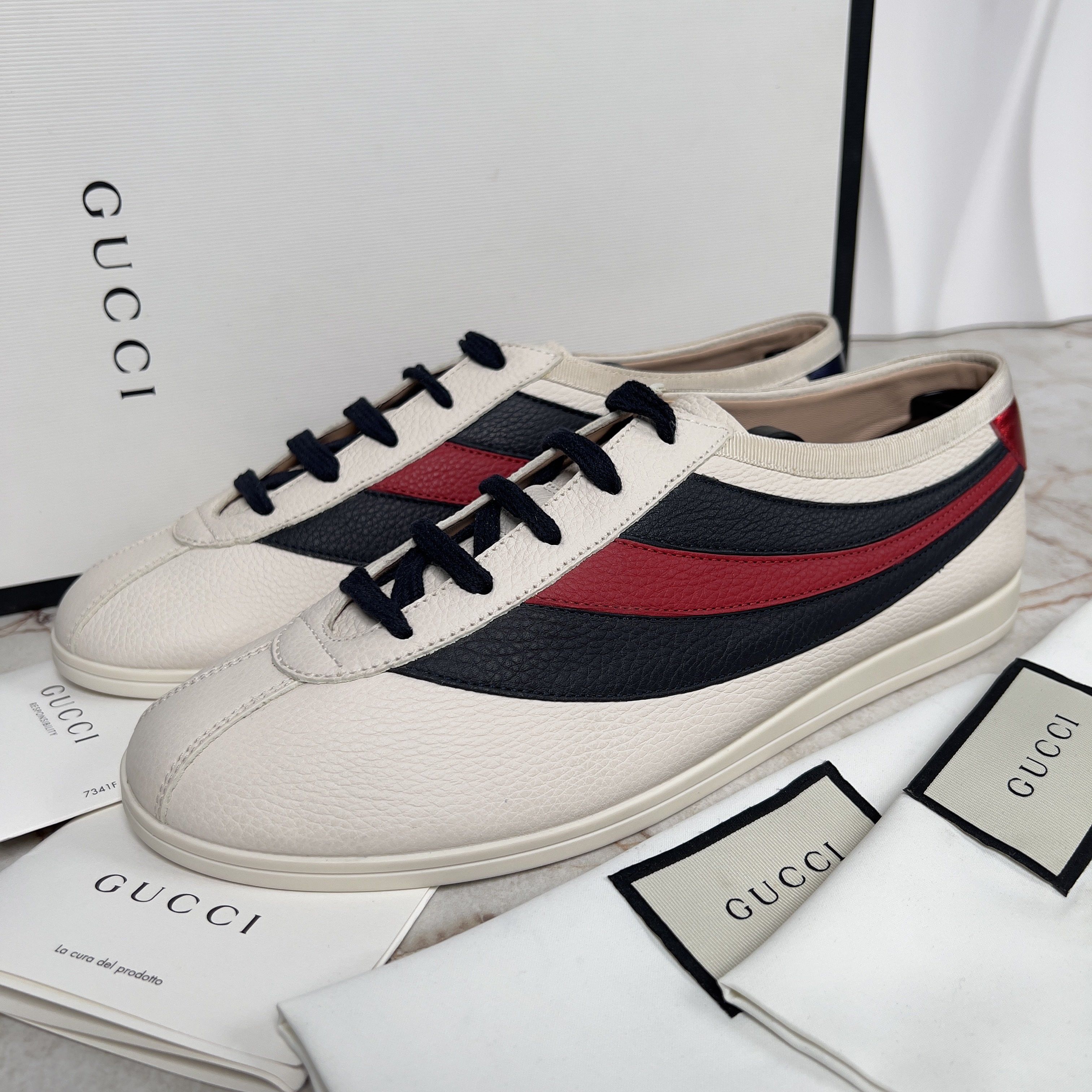 Gucci Falacer Hebron Web Bee Embroidery Sneakers Leather Size US 7.5 / EU 40-41 - 1 Thumbnail