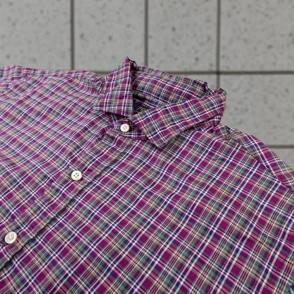 Polo Ralph Lauren Polo Ralph Lauren Shirt Mens XL Purple Green Madras Plaid Button Up Size US XL / EU 56 / 4 - 1 Thumbnail