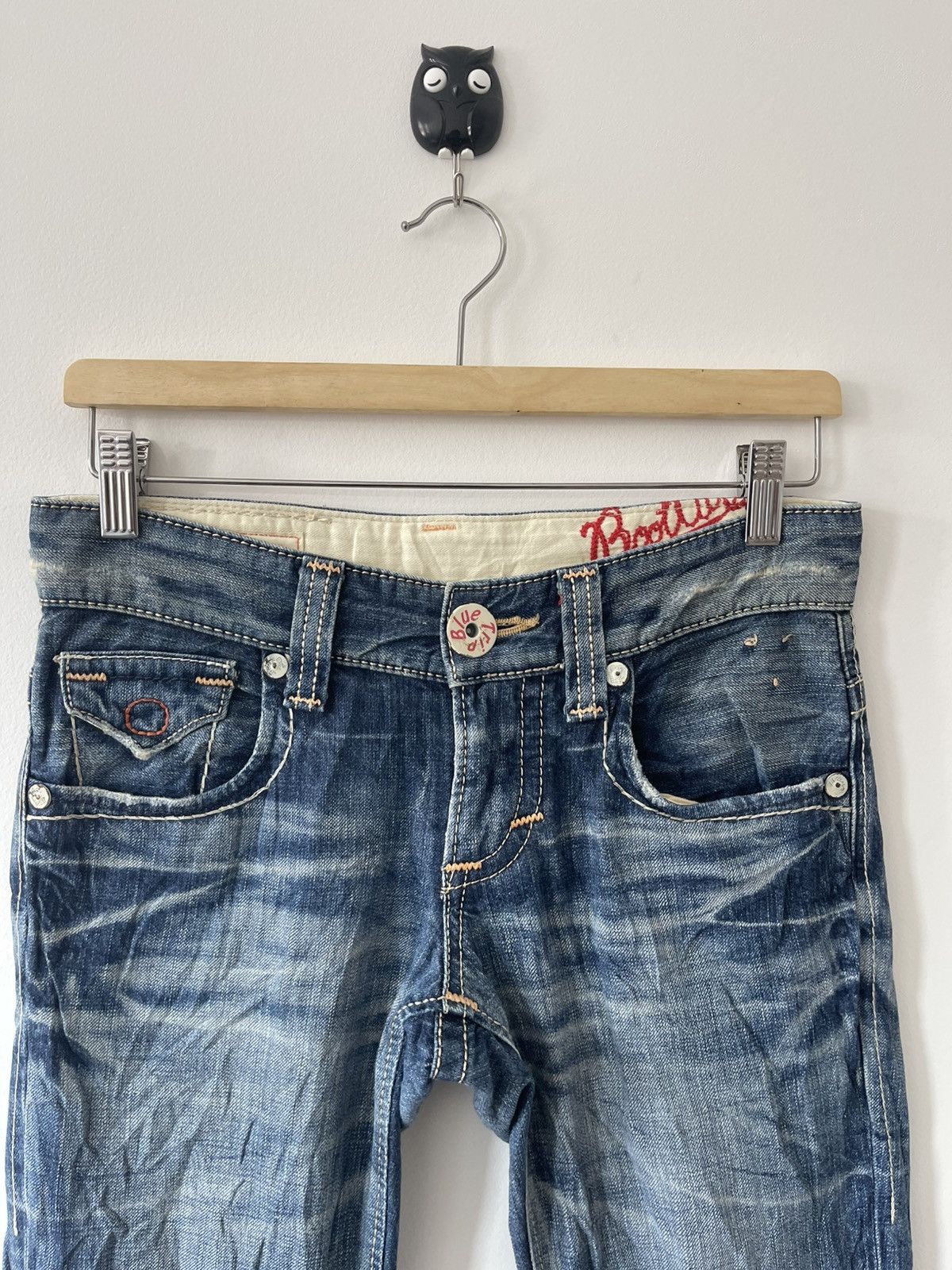 Edwin Rare Vintage EDWIN Blue Trip Boot Cut Flare Japan Denim Size 28" / US 6 / IT 42 - 13 Thumbnail