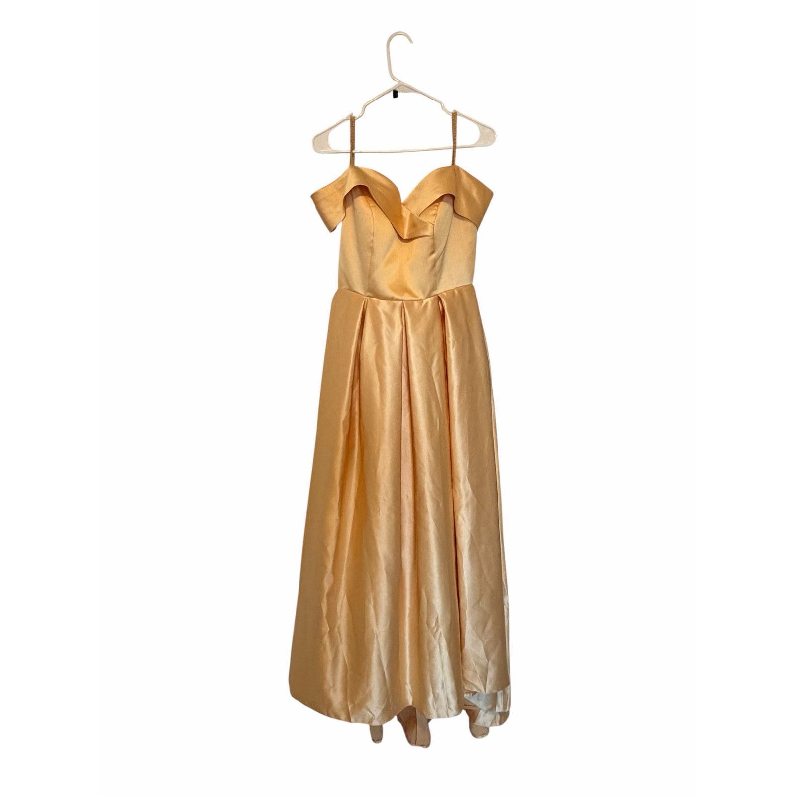 Other Gold Wedding Guest Off The Shoulder A-Line Slit Formal Dress Size L / US 10 / IT 46 - 3 Thumbnail