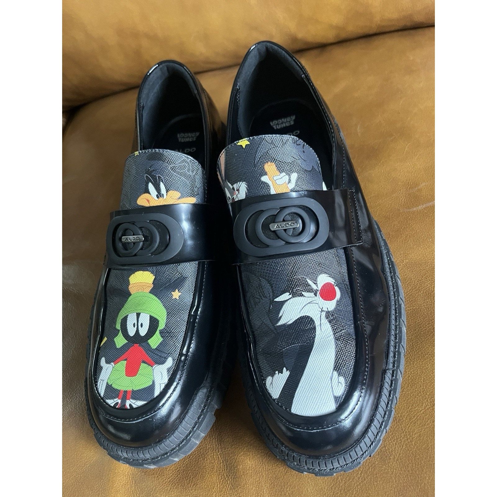 Aldo Looney Toons x Aldo Black Faux Leather Loafers Shoes Sz 13 Size US 13 / EU 46 - 12 Thumbnail