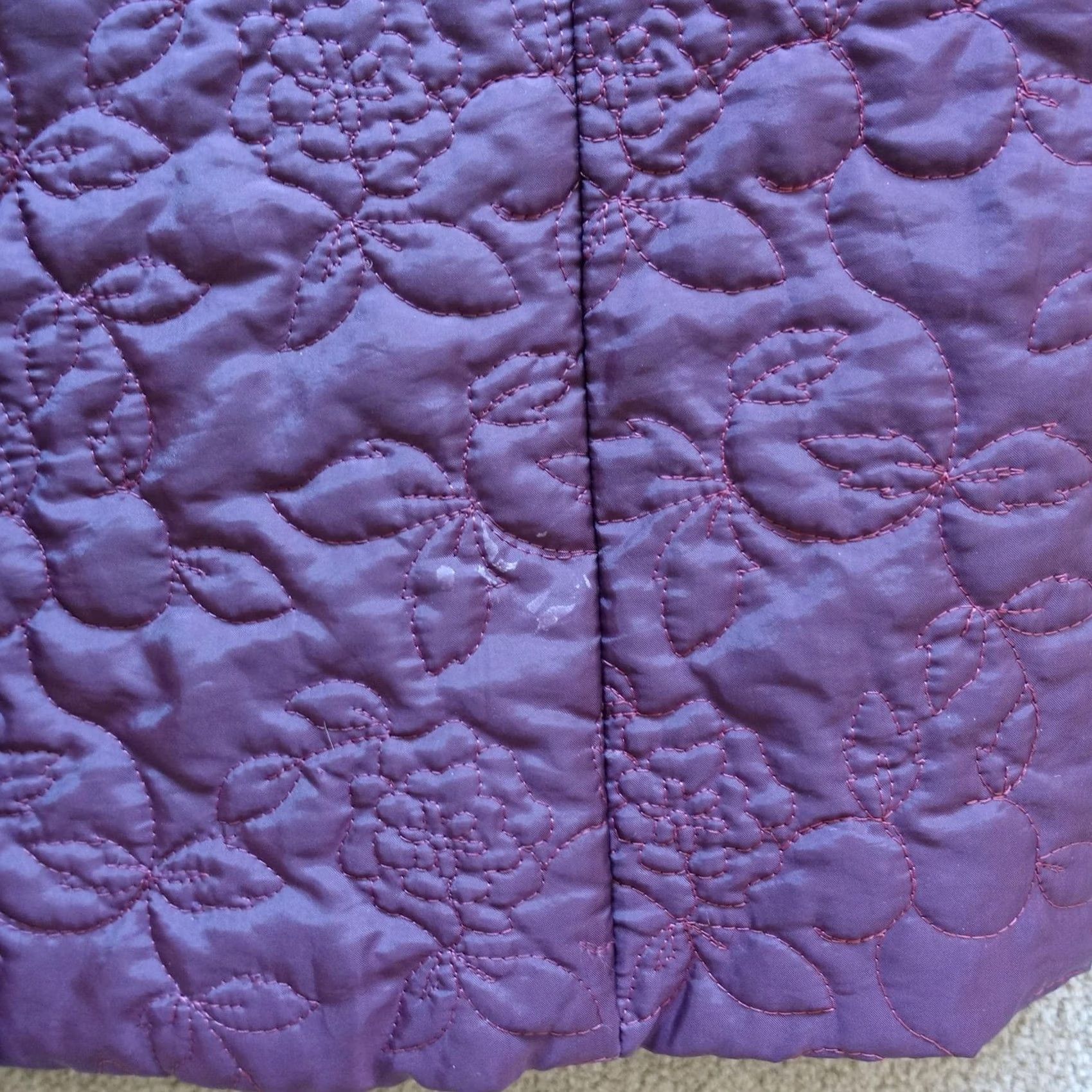 Zara Zara Coat Womens M Purple Quilted Longline Puffer Zip Insulated Nylon Lined Floral Winter Size M / US 6-8 / IT 42-44 - 4 Thumbnail