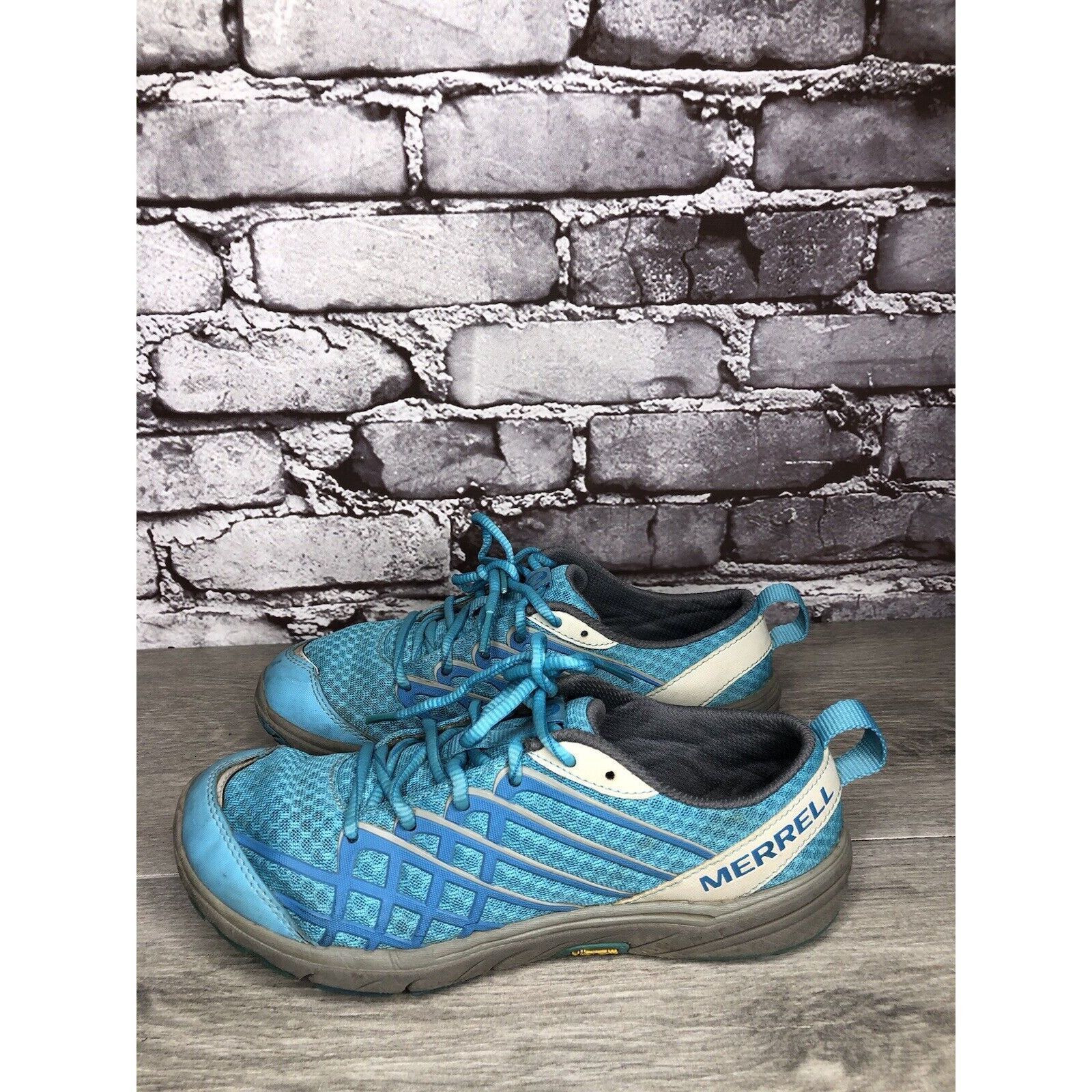 Merrell Merrell Aqua Blue Synthetic Vibram Outsole Light Weight Lace Size US 10.5 / IT 40.5 - 15 Thumbnail