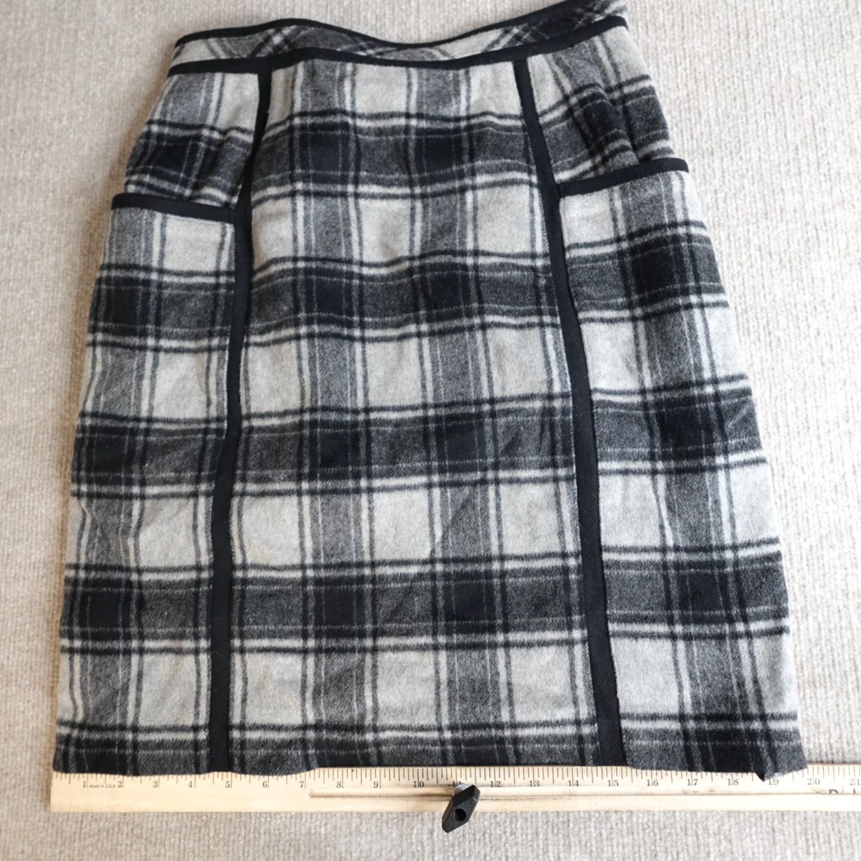 Adam Lippes Adam Lippes Skirt Women Gray 8 Plaid Wool Cashmere Blend Silk Lining A-Line Short Lined Dry Clean Only Italy Vintage No Size 30" / US 8 / IT 44 - 4 Thumbnail