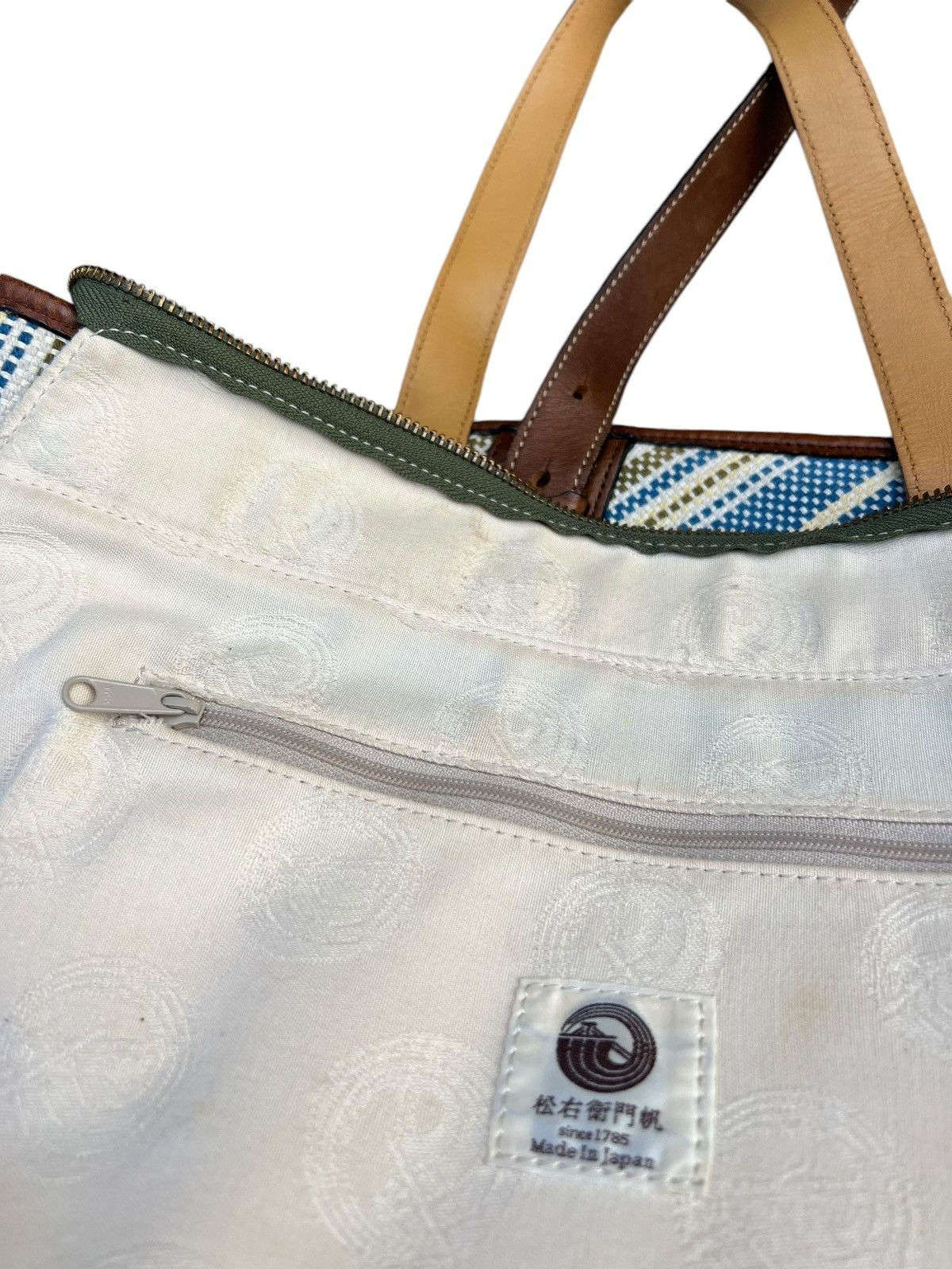 Leather Vintage Matsuemon Sail Japan Patina Leather Cotton Tote Bag Size ONE SIZE - 22 Thumbnail