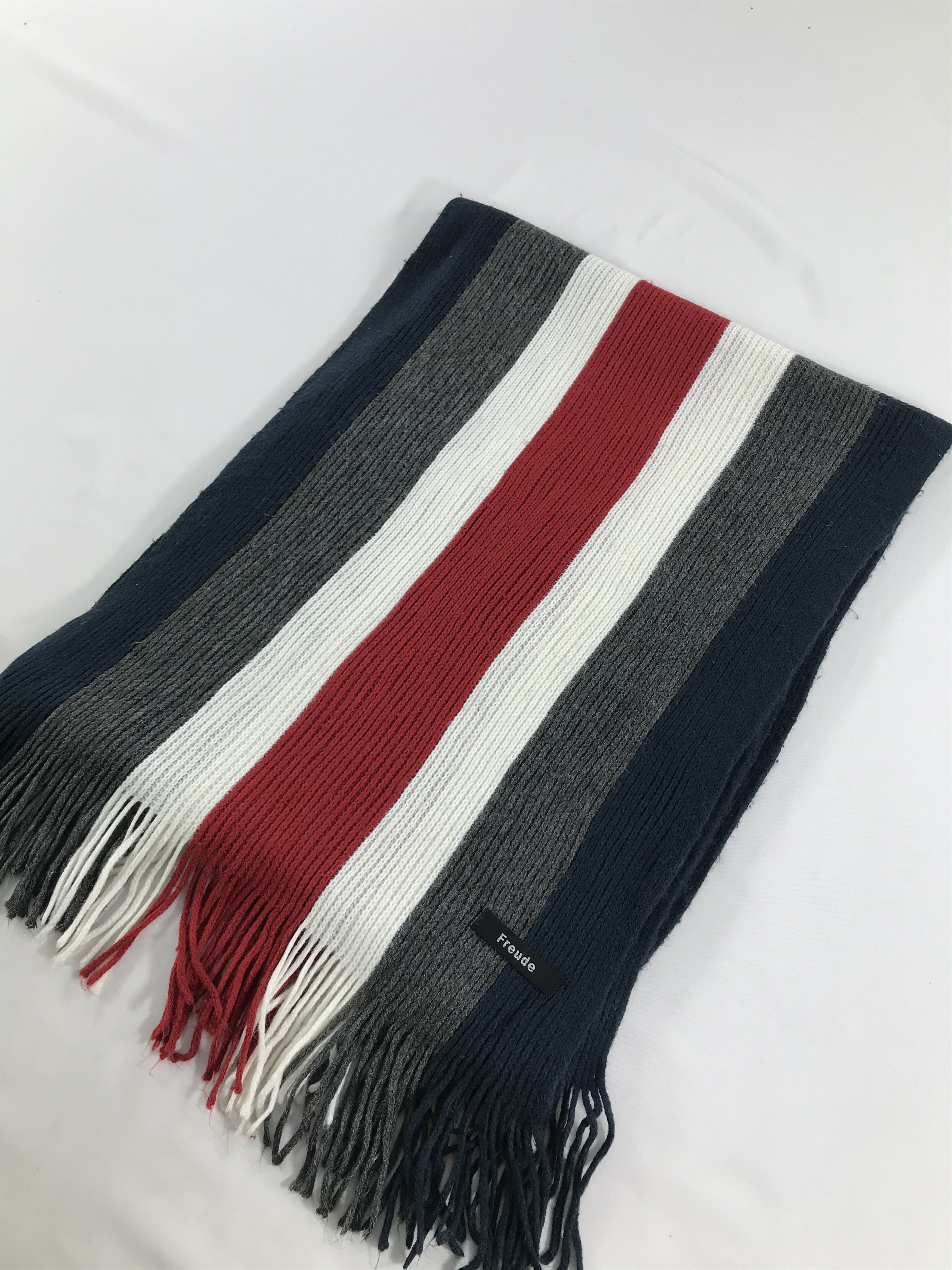 Vintage Freude Stripes Knit Wool Scarf Muffler V171 Size ONE SIZE - 3 Thumbnail
