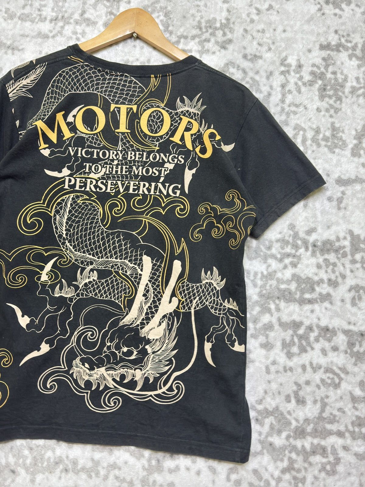 Karakuri Tamashii SPACE OPERA Dragon Full Graphic Print Black Faded T-Shirt Size US S / EU 44-46 / 1 - 8 Thumbnail