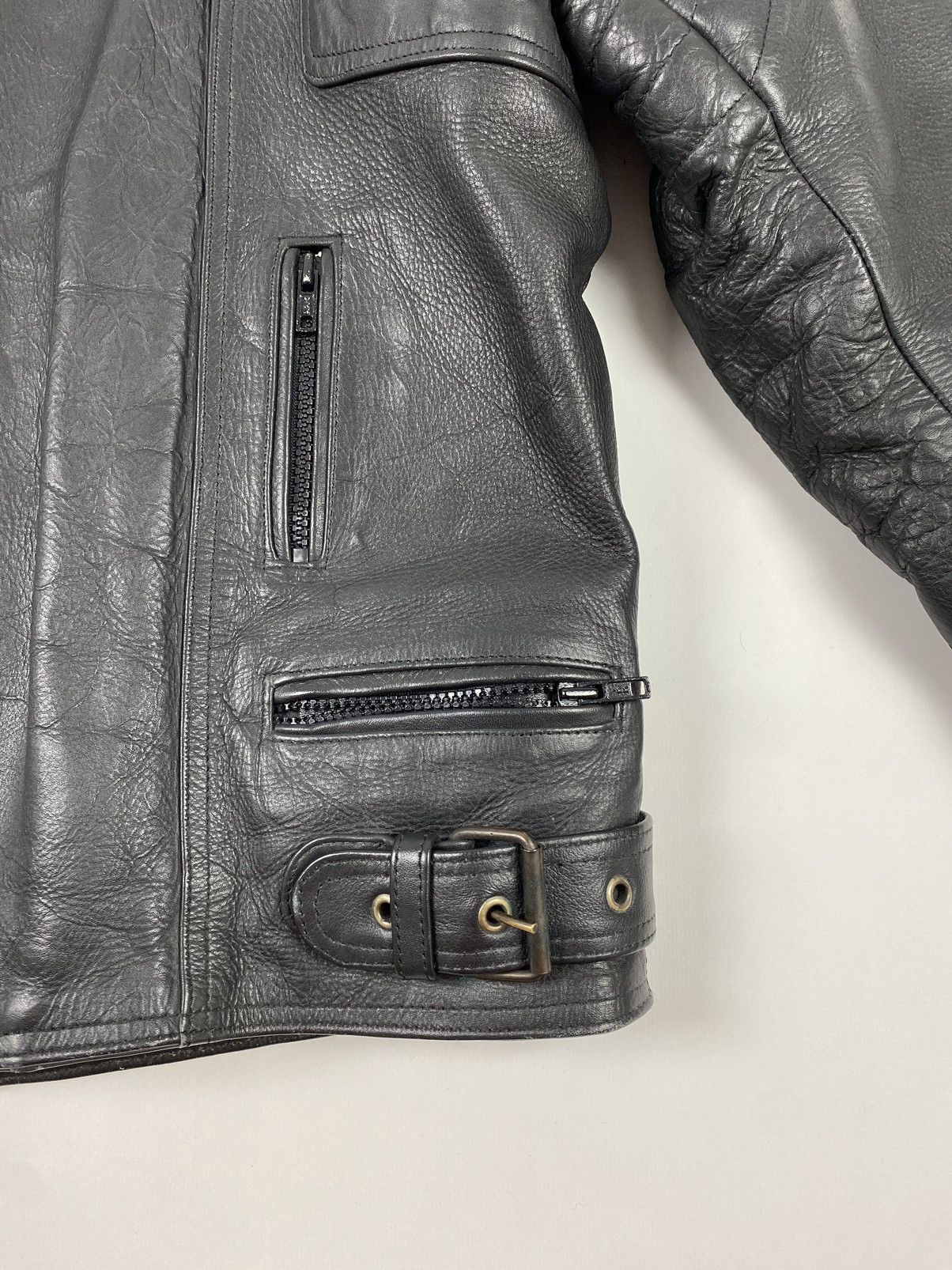 Vintage 1990’s Vintage Euro Style Heavy Leather Biker Jacket Size US M / EU 48-50 / 2 - 8 Thumbnail