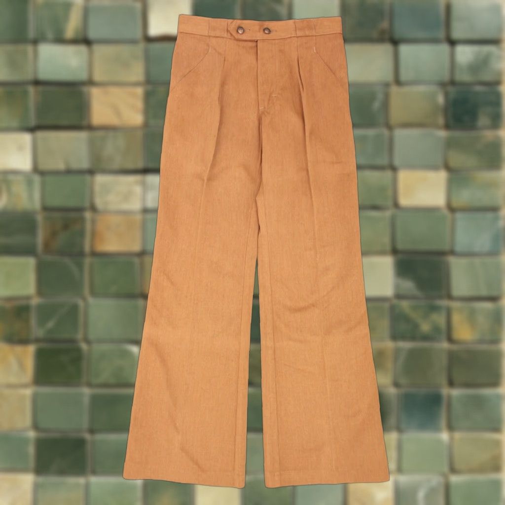 Lee VINTAGE Lee Pants 28x31 70s Disco Tan Beige 1970s NOS Lee Bellbottoms Mens Size US 28 / EU 44 - 1 Thumbnail