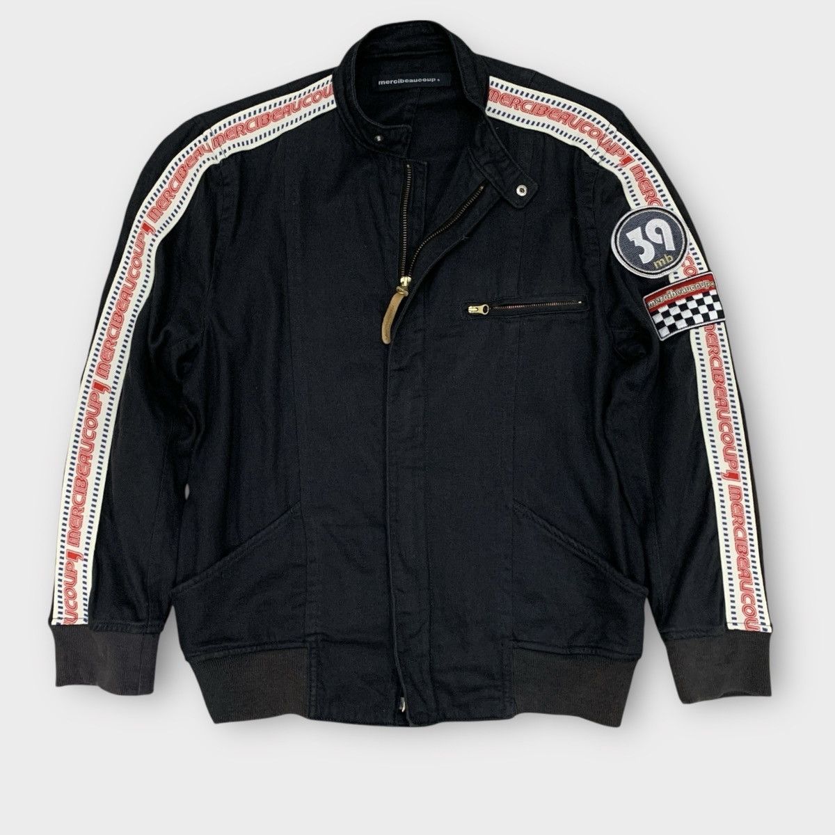 Issey Miyake MERCIBEAUCOUP BOMBER JACKET STAND COLLAR STRIPE PATCHES Size US M / EU 48-50 / 2 - 4 Thumbnail