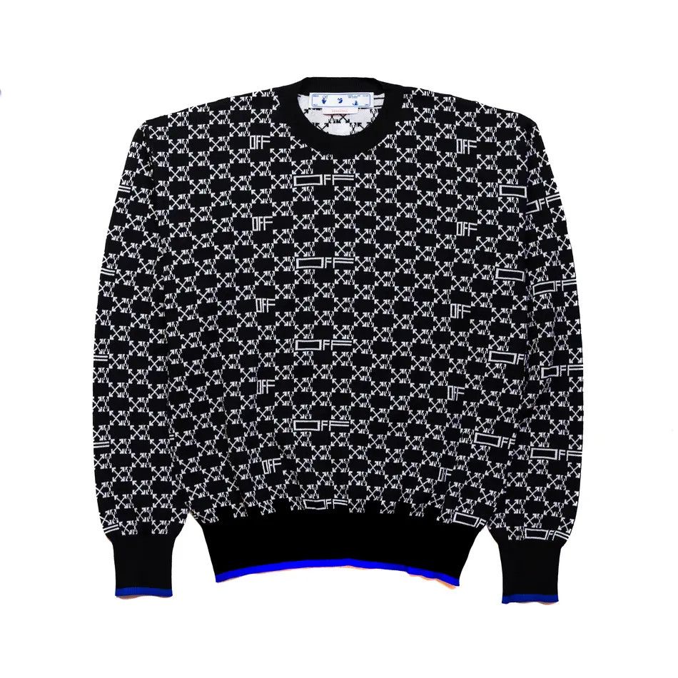 Off-White Off-White Monogram Allover Knitted Jumper Black Size US M / EU 48-50 / 2 - 1 Thumbnail