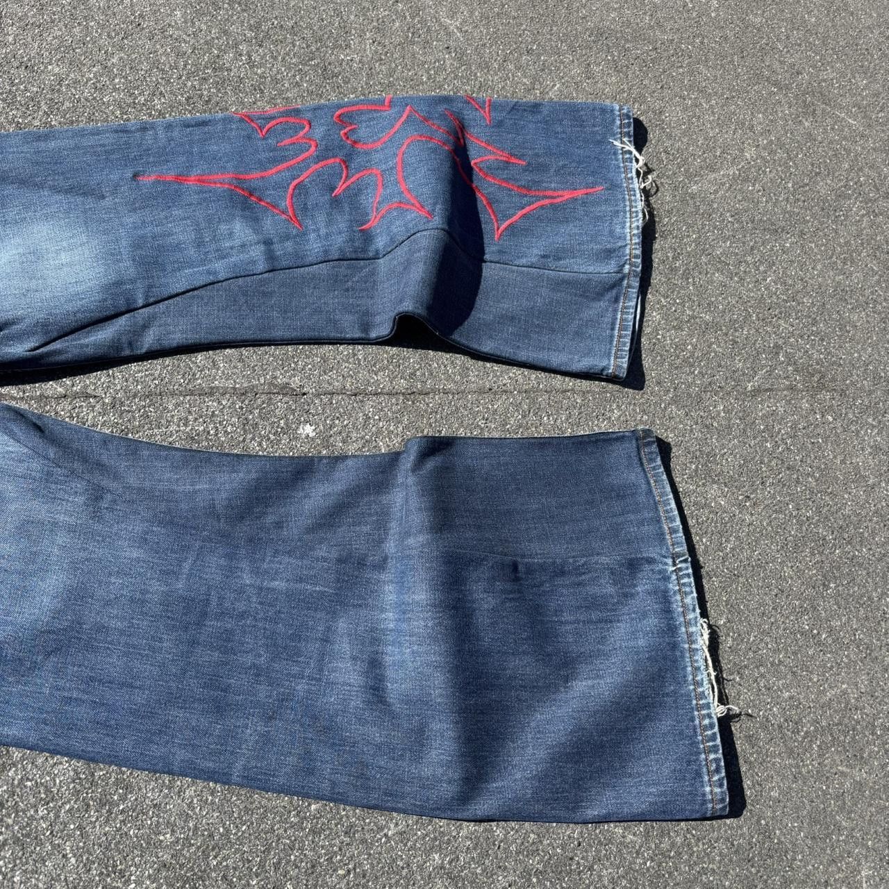 Affliction × Japanese Brand × Vintage jnco affliction style tribal embroidered jeans Size US 32 / EU 48 - 8 Thumbnail