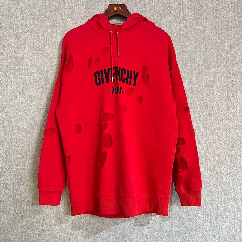 Givenchy Givenchy Red Ripped Destroyed Hoodie Size US S / EU 44-46 / 1 - 1 Thumbnail