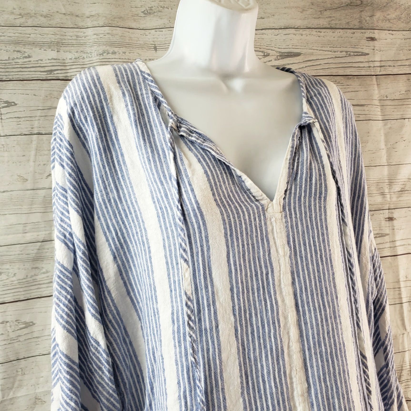 Rails Rails Womens Finn Striped Top Sz Small Blue White Long Sleeve Linen Blend Shirt Adult Small Womens Blue Striped Rails Finn Long Sleeve Linen Blend Size S / US 4 / IT 40 - 2 Thumbnail
