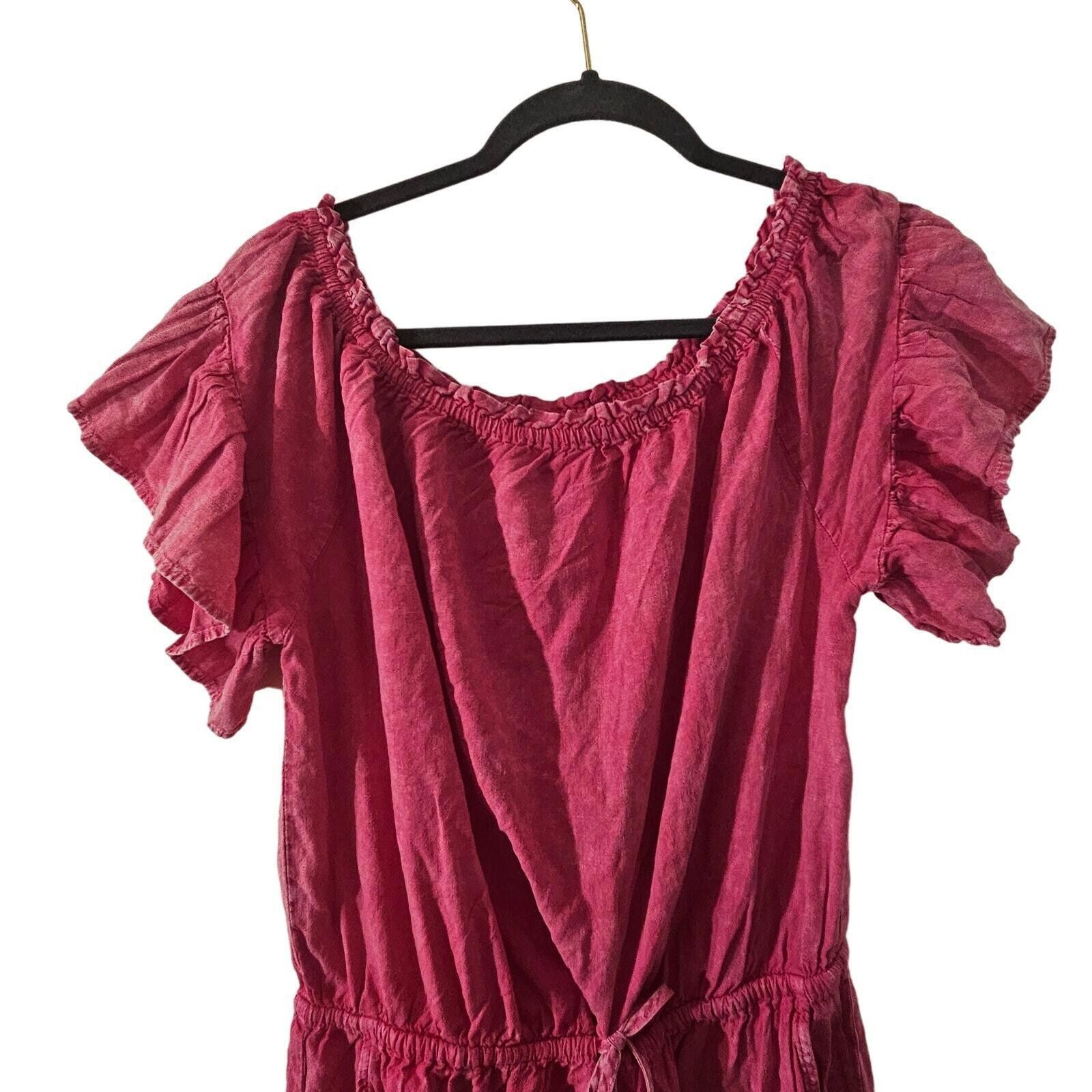 Designer Jodifl Pink Off The Shoulder Romper with Pockets Size M Size 32" / US 10 / IT 46 - 3 Thumbnail